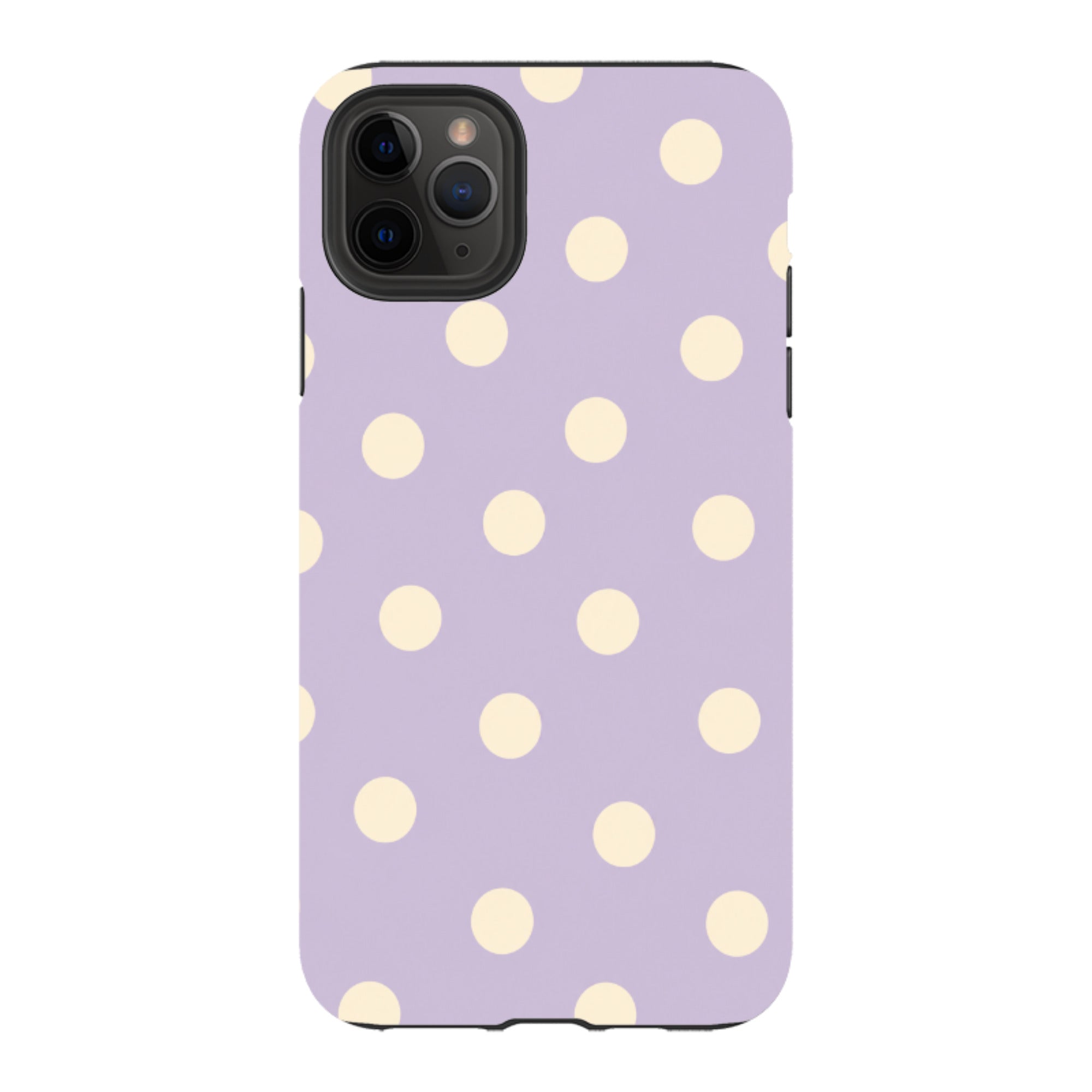 iPhone Tough Case - Pastel Purple & Cream Polka Dot