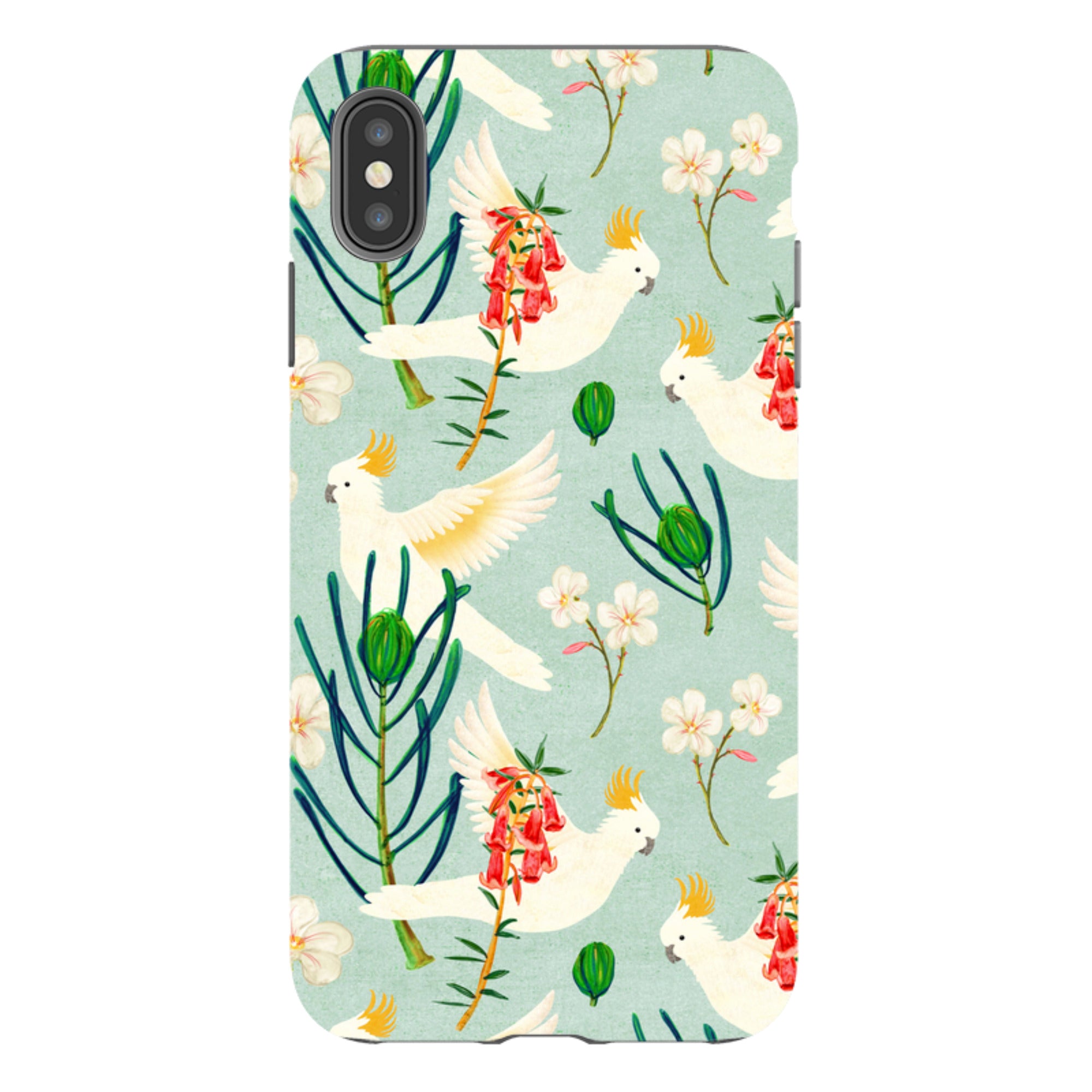 iPhone Tough Case - Cockatoo And Flowers By Katherine Quinn