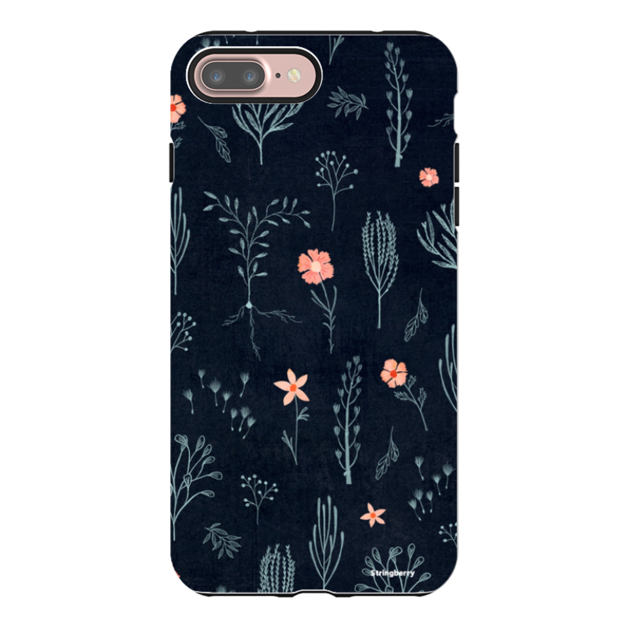 iPhone Tough Case - Floral Light Blue And Pink By Katherine Quinn