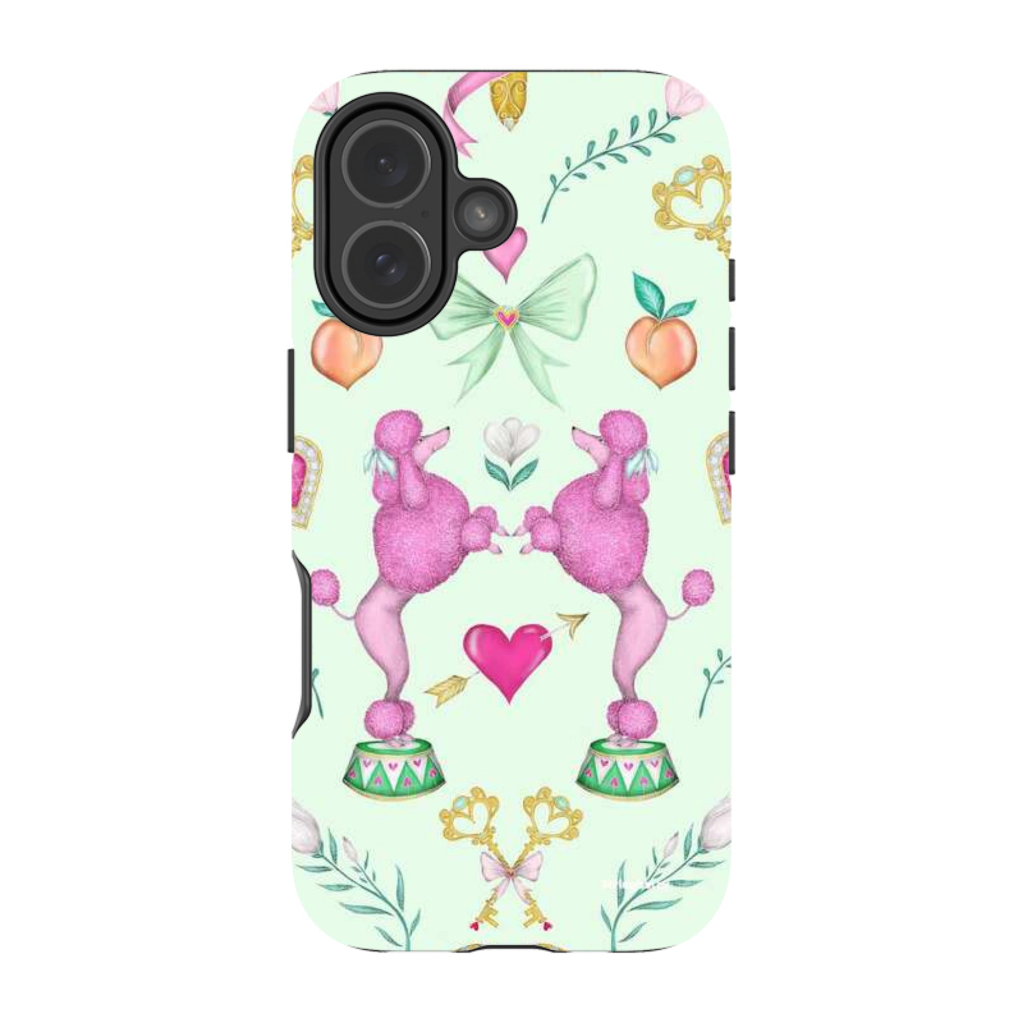 iPhone MagSafe Tough Case - Pink Poodle Parlour Mint By Catherine Rowe