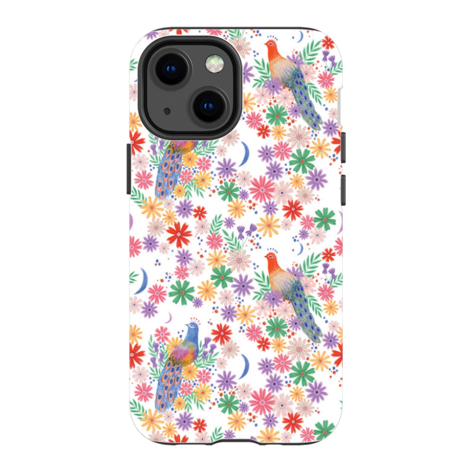 iPhone Tough Case - Peacock Pattern White By Lee Foster Wilson