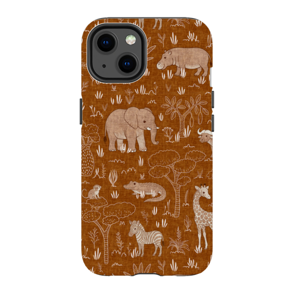 iPhone Tough Case - Savanna Wildlife - Rust By Katherine Quinn