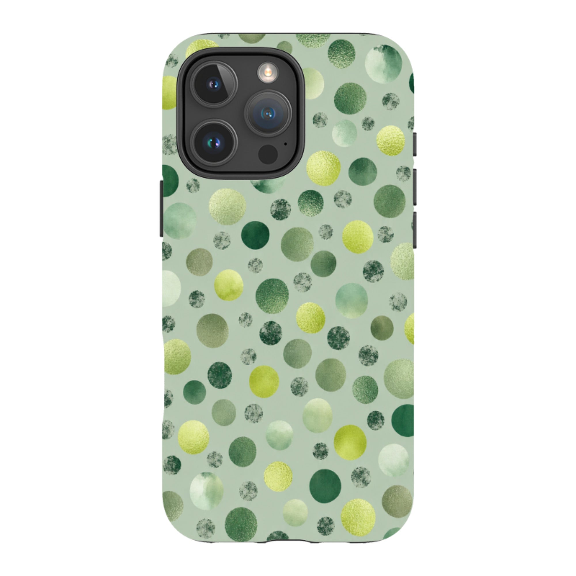 iPhone Tough Case - Sage Green Polka Dot
