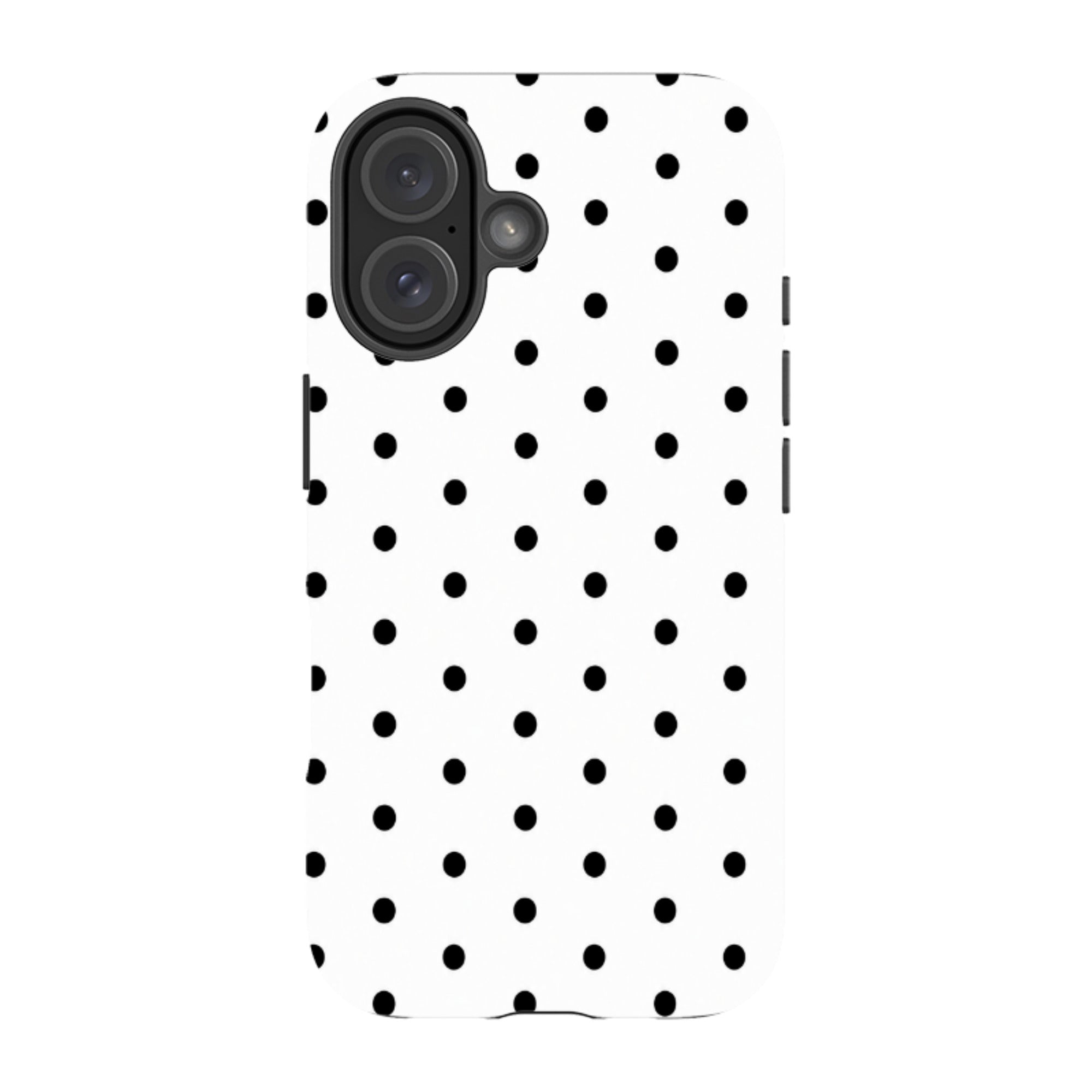 iPhone Tough Case - White & Black Polka Dot