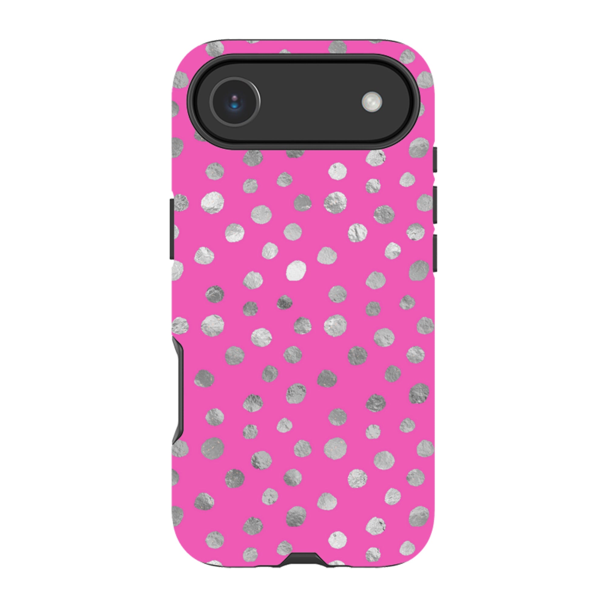 iPhone Tough Case - Pink and Silver Dots