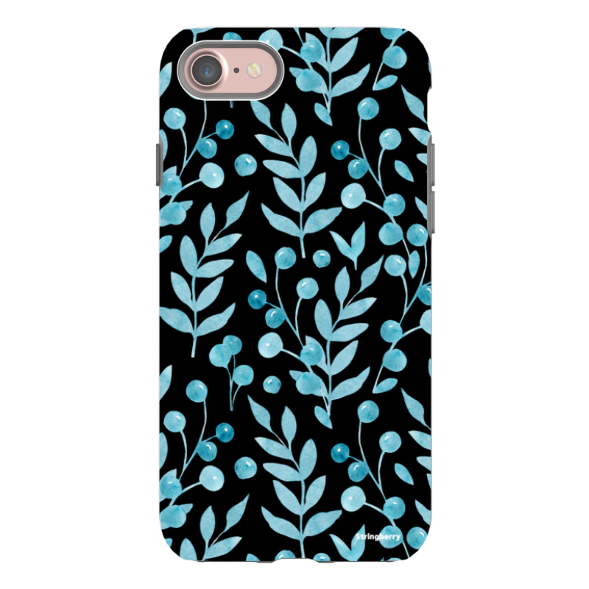 iPhone Tough Case - Blue Xmas Florals