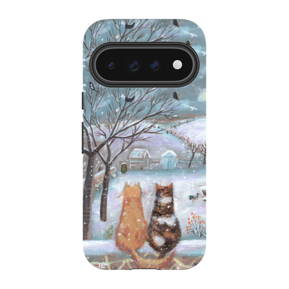 Google Tough Case - Winter Cottage Cats By Mary Stubberfield