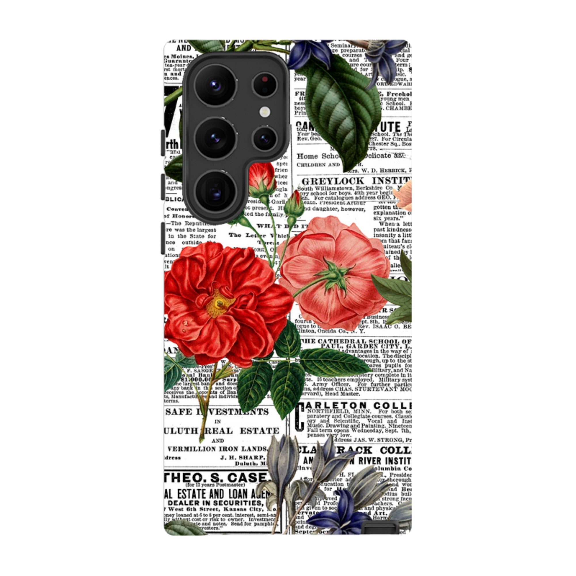 Samsung Tough Case - Floral Newsprint