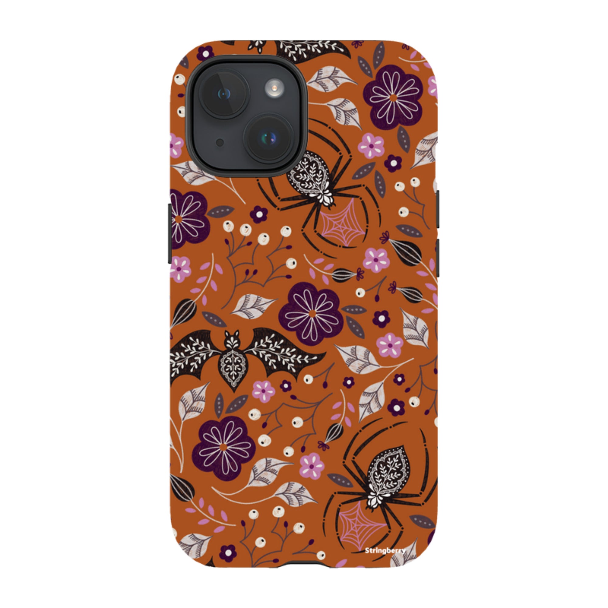 iPhone MagSafe Tough Case -  Spider Bat Pattern Orange By Jenny Zemanek