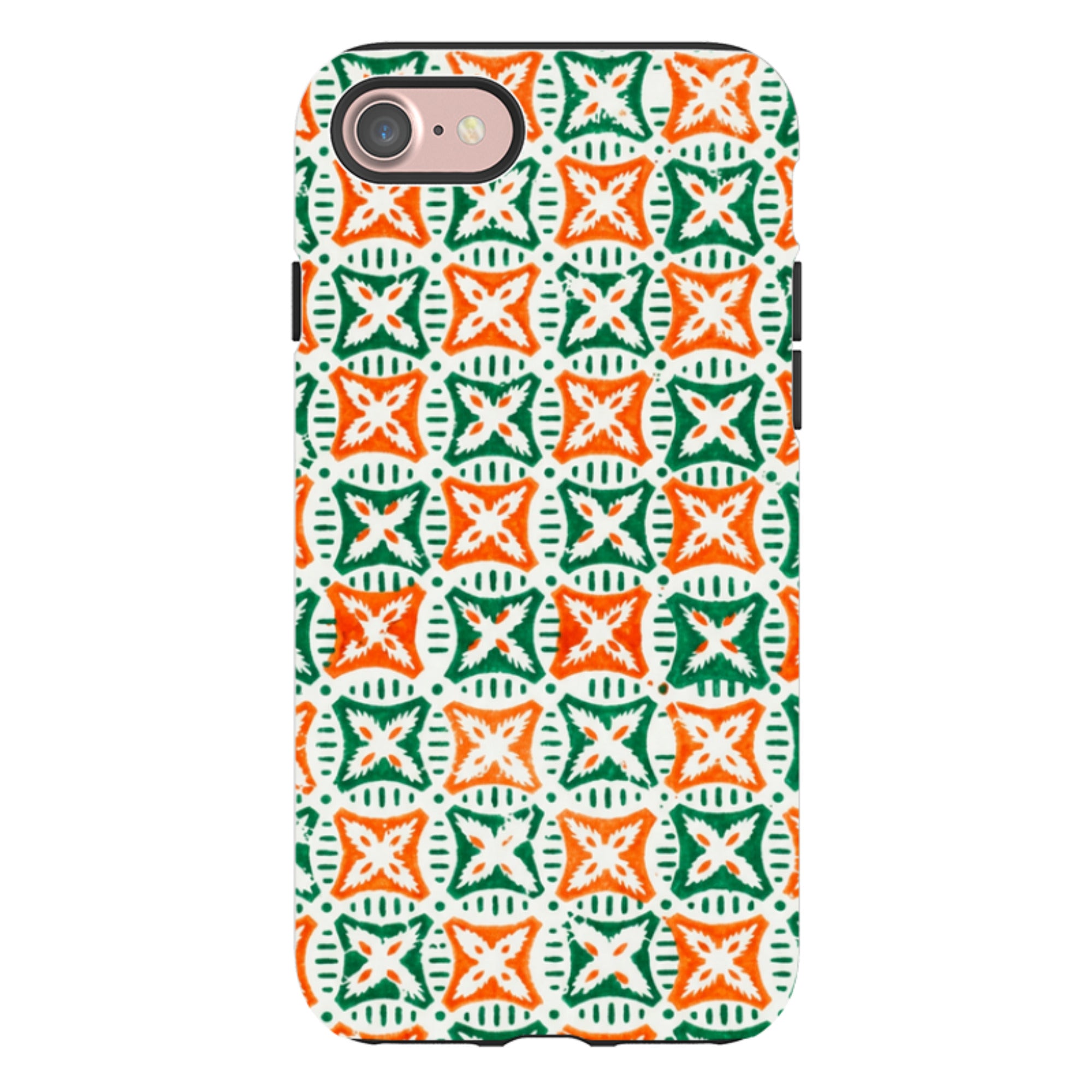 iPhone Tough Case - Orange & Green Tile