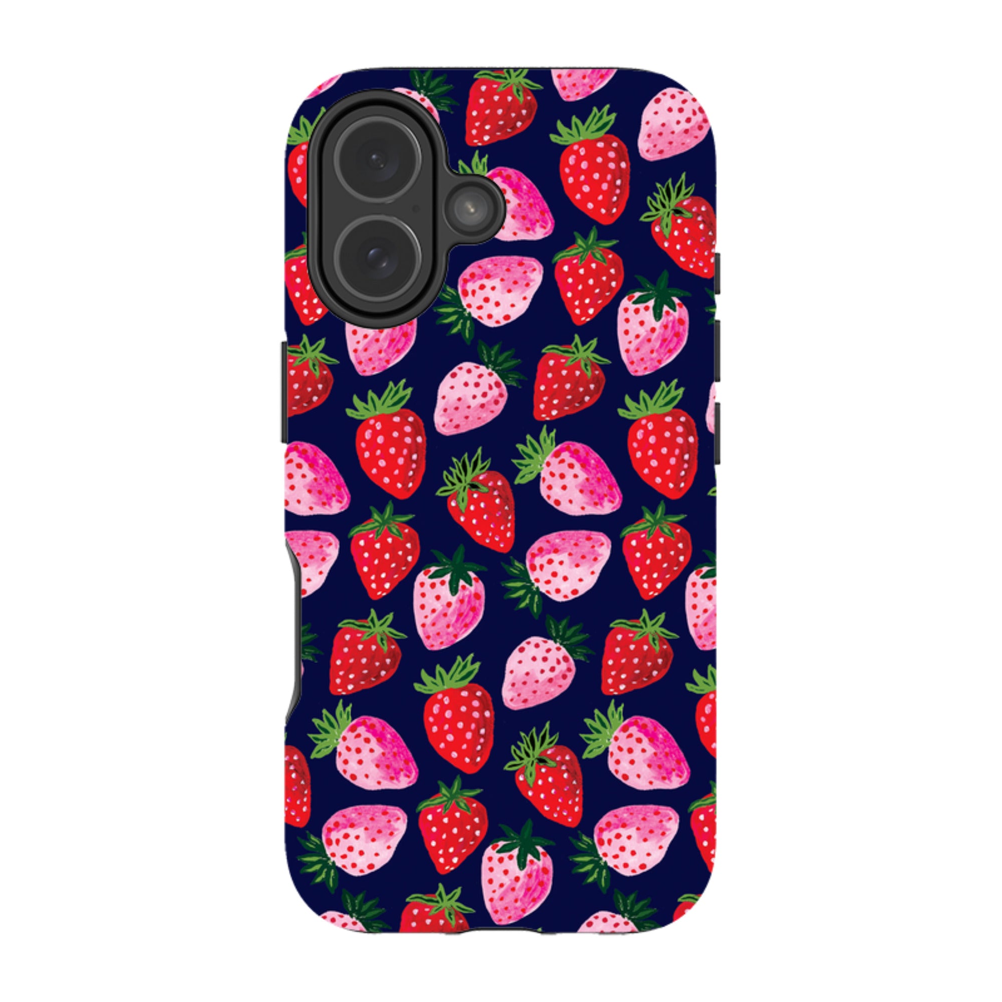 iPhone MagSafe Tough Case - Strawberry Scatter Navy By Emma Frances Grant