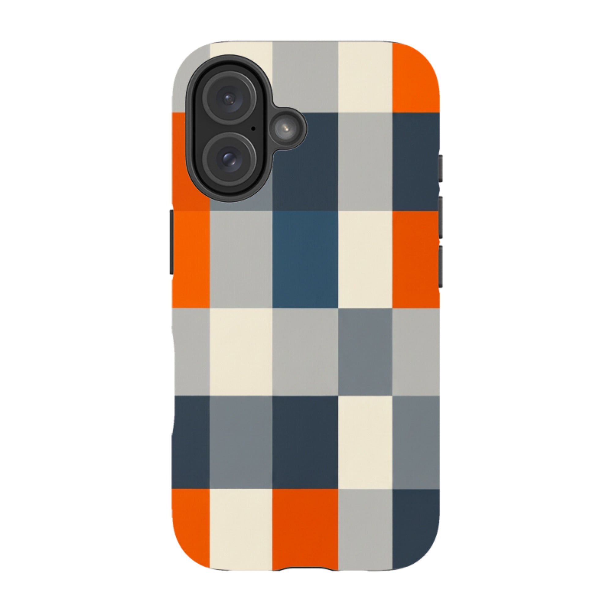 iPhone Tough Case - Navy Blue & Orange Plaid