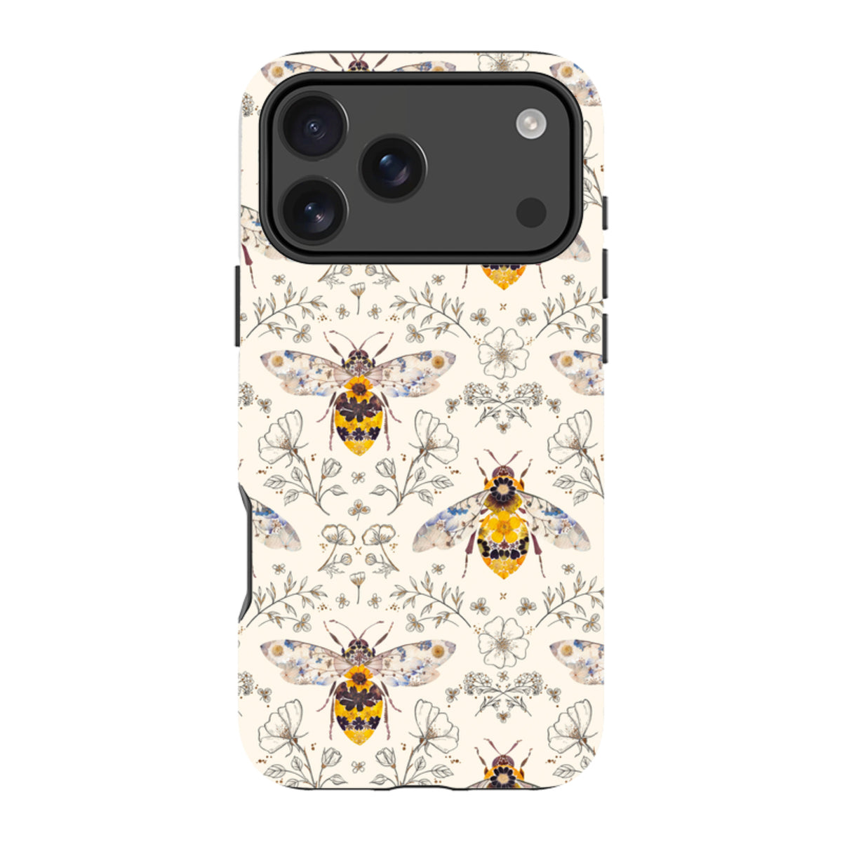 iPhone MagSafe Tough Case - Alabaster Bumble Bee Multi By Helen Ahpornsiri