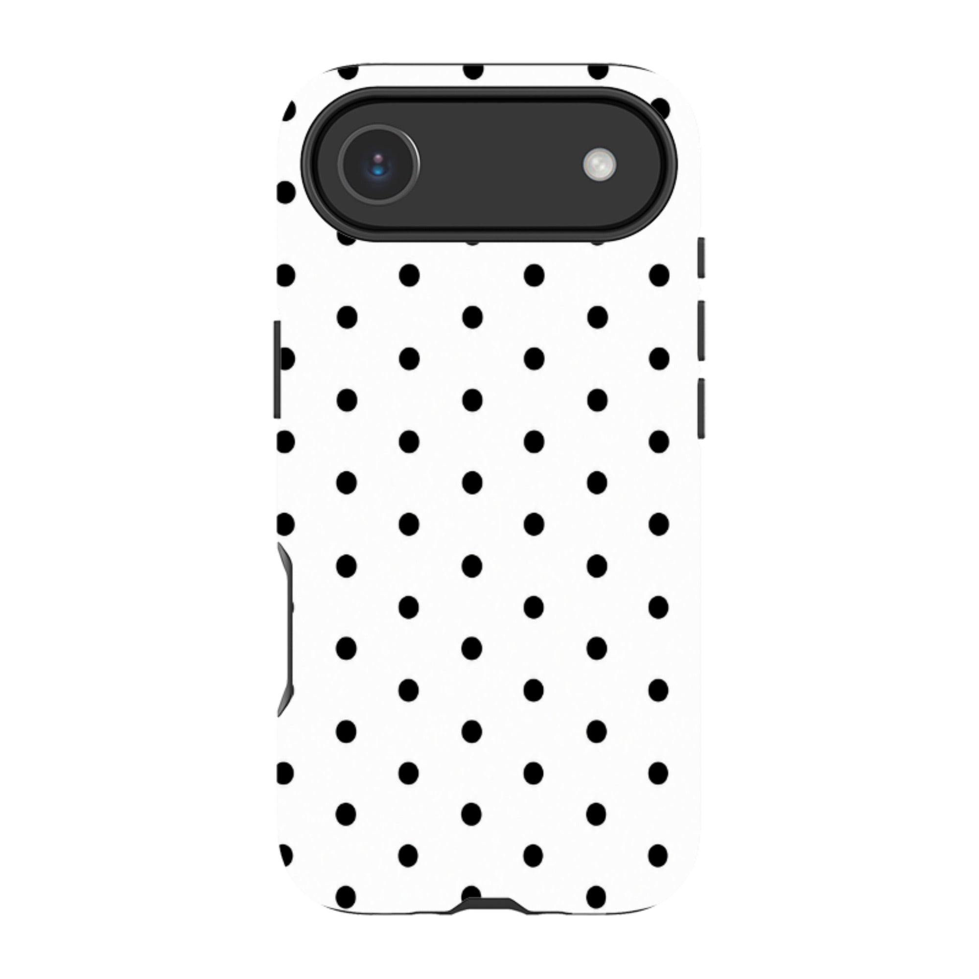 iPhone MagSafe Tough Case - White & Black Polka Dot