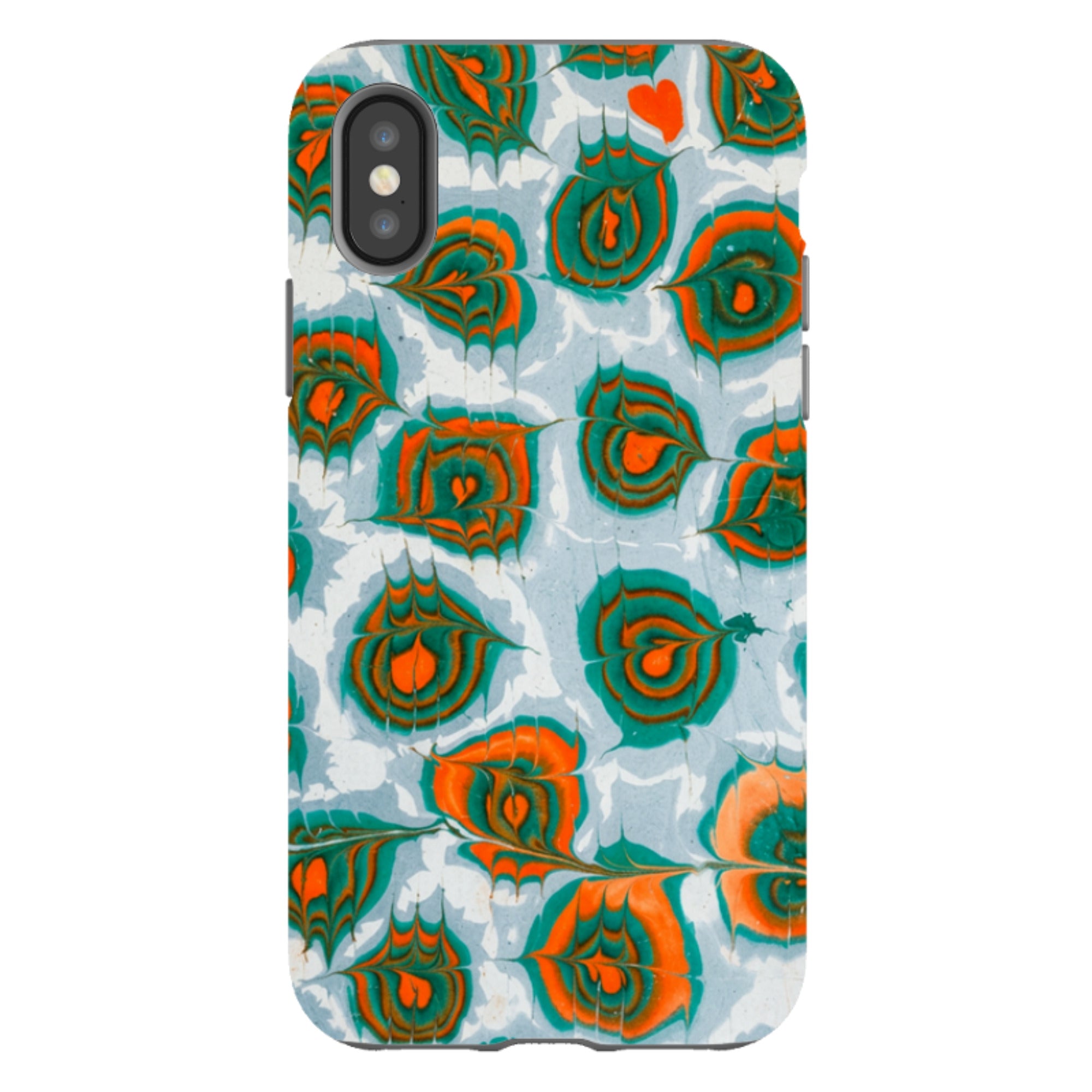 iPhone Tough Case - Teal & Orange Marble
