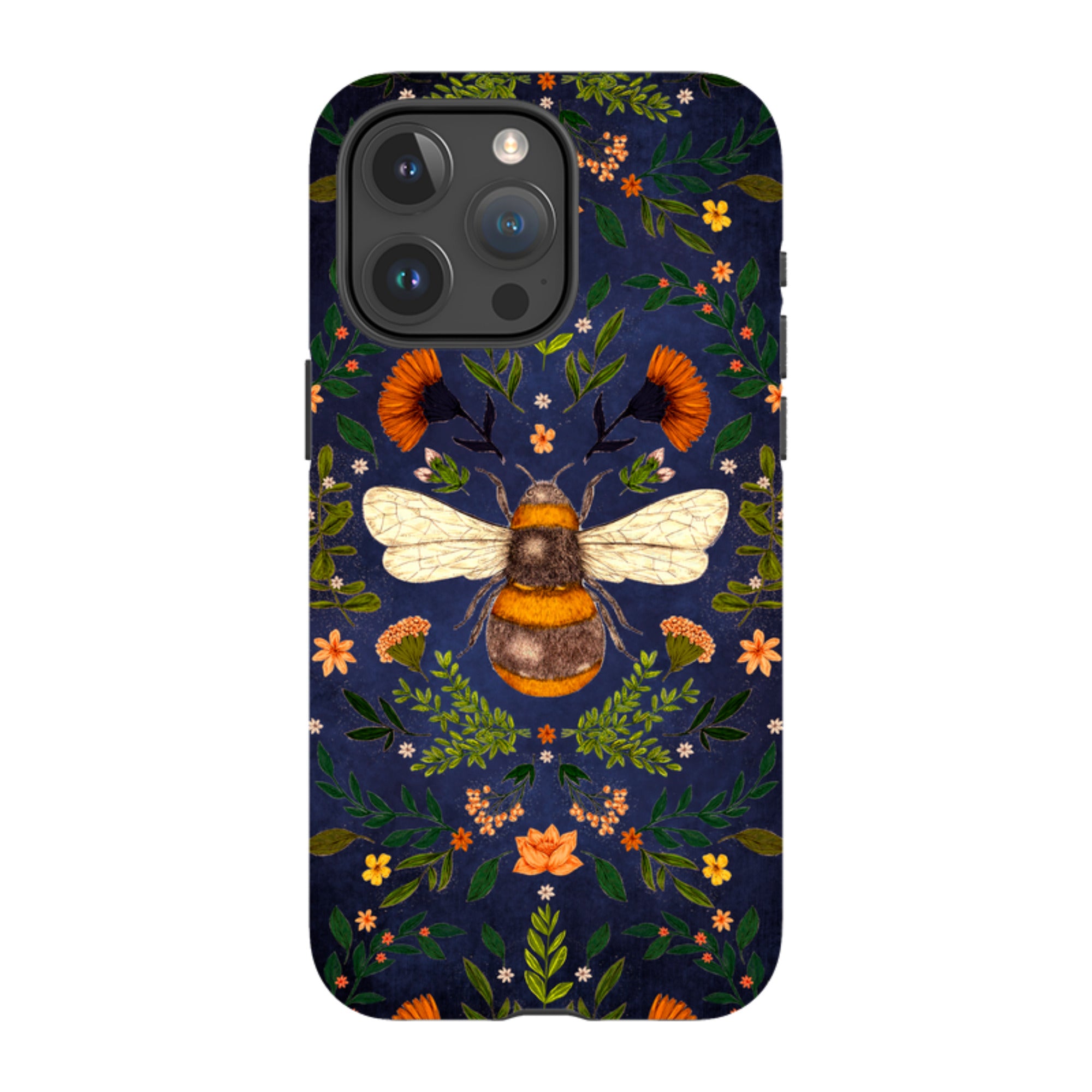 iPhone MagSafe Tough Case -  Botanical Bee Blue By Jade Mosinski