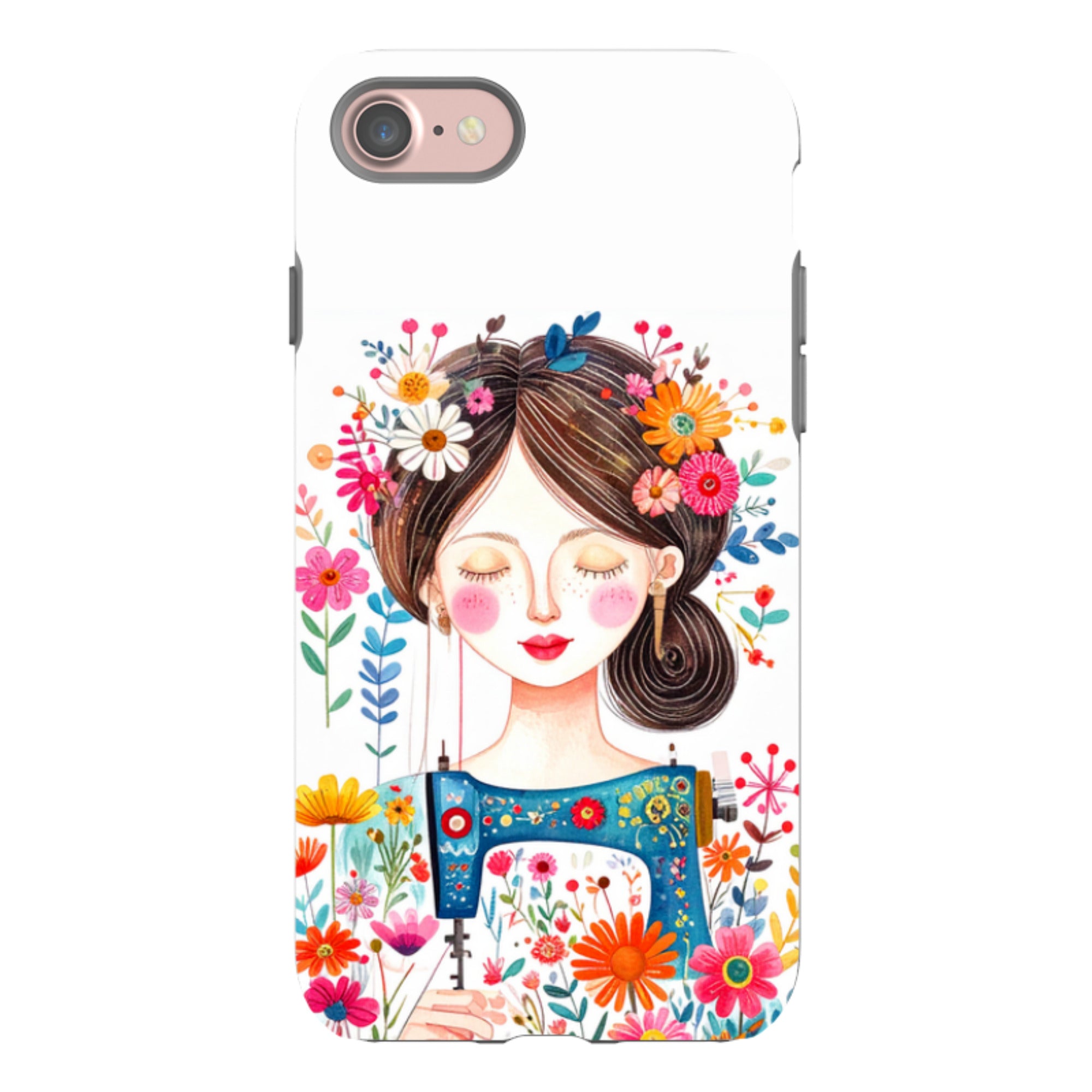 iPhone Case - Floral Sewing Lady