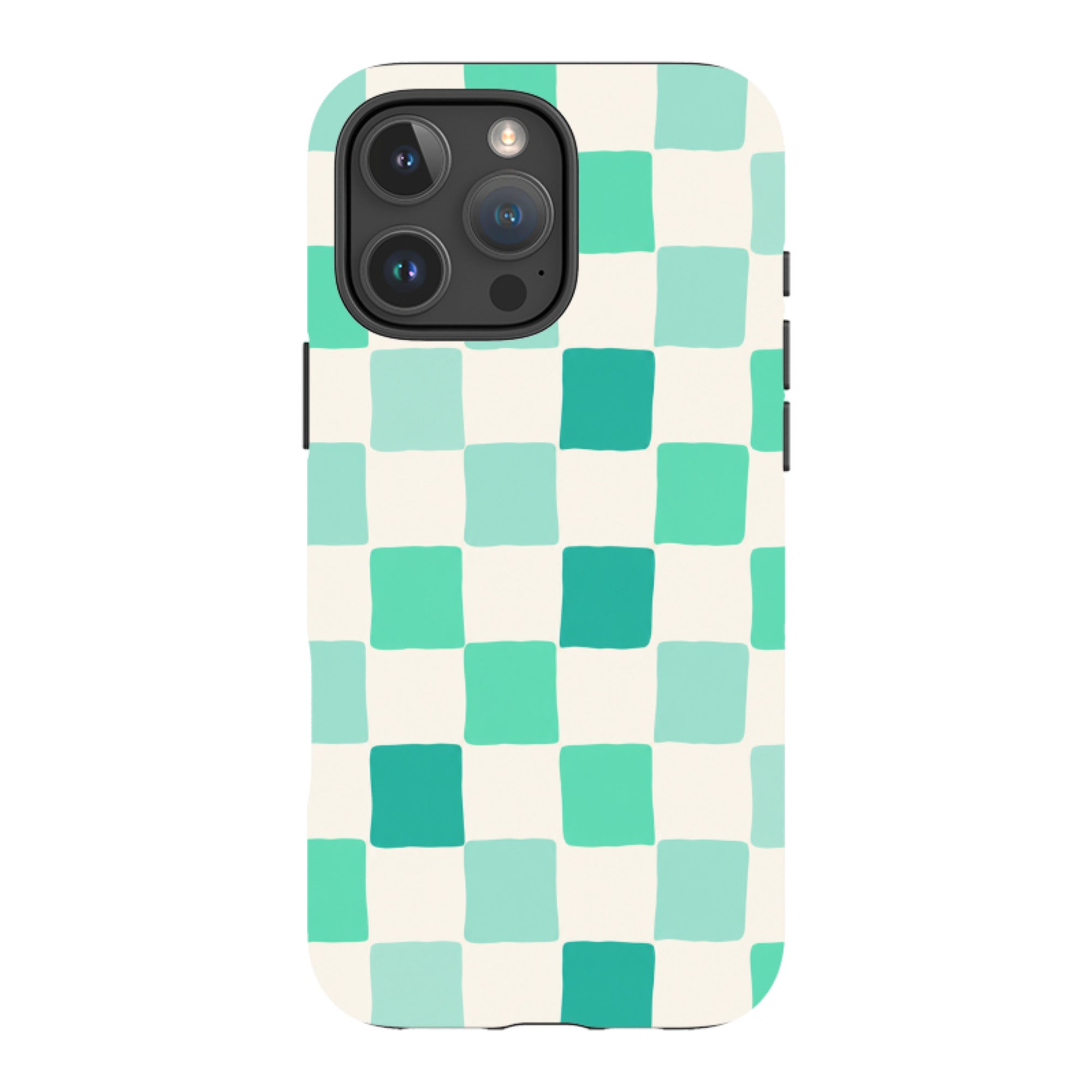 iPhone Tough Case - Mint Green Checkerboard