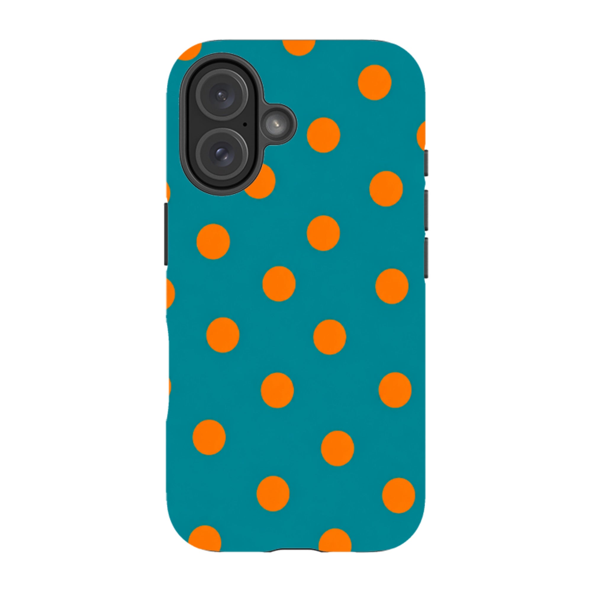 iPhone Tough Case - Teal & Orange Polka Dot