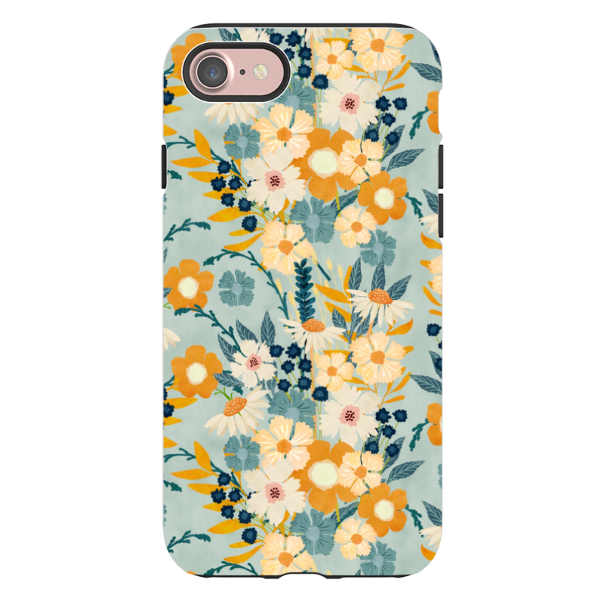 iPhone Tough Case - Yellow And Blue Floral By Katherine Quinn
