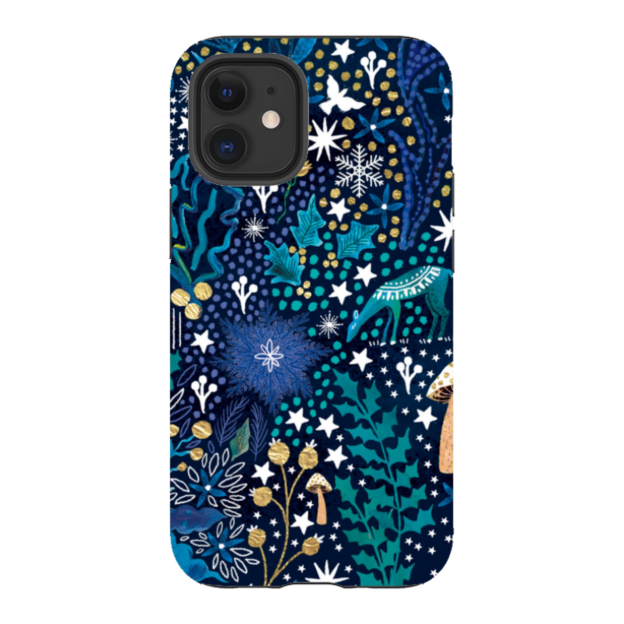 iPhone Tough Case - Winter Flowers Teal By Emma Frances Grant