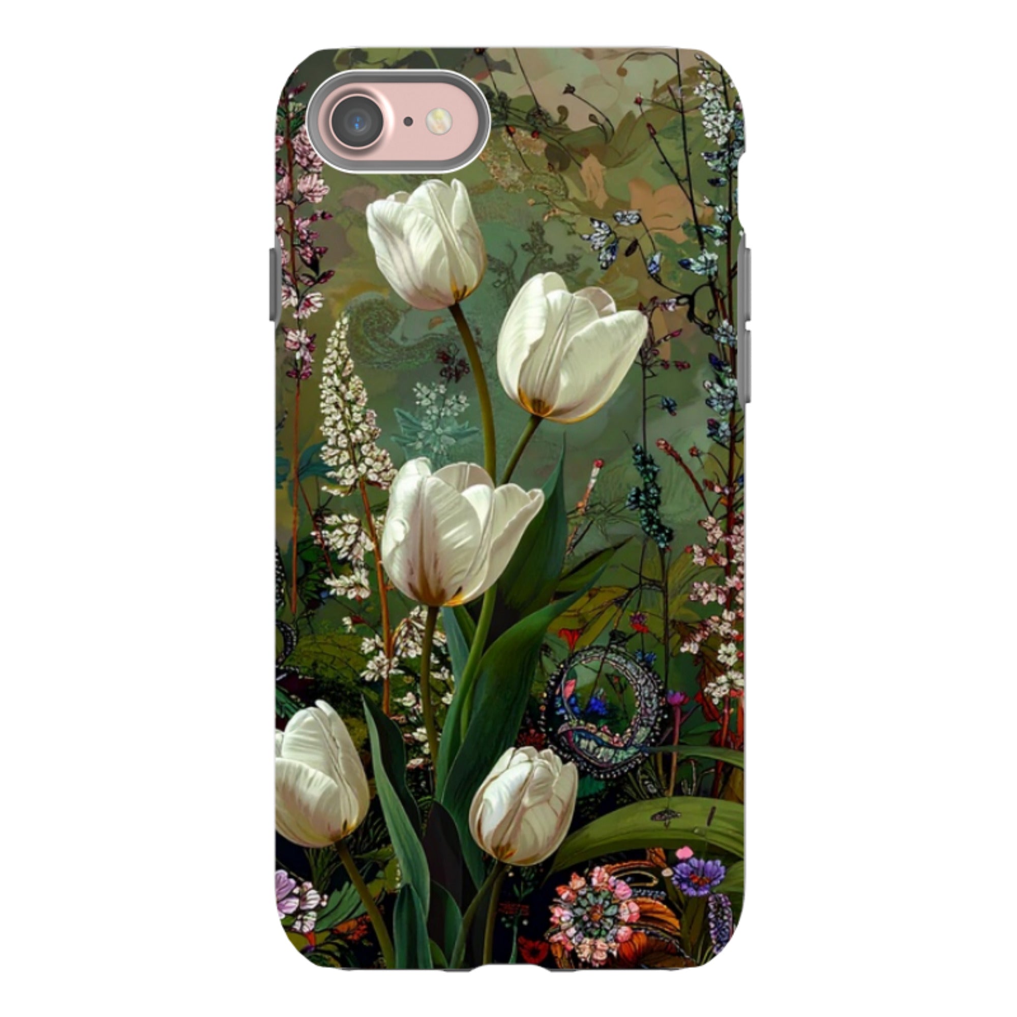 iPhone Tough Case - Green Vyne White Tulips