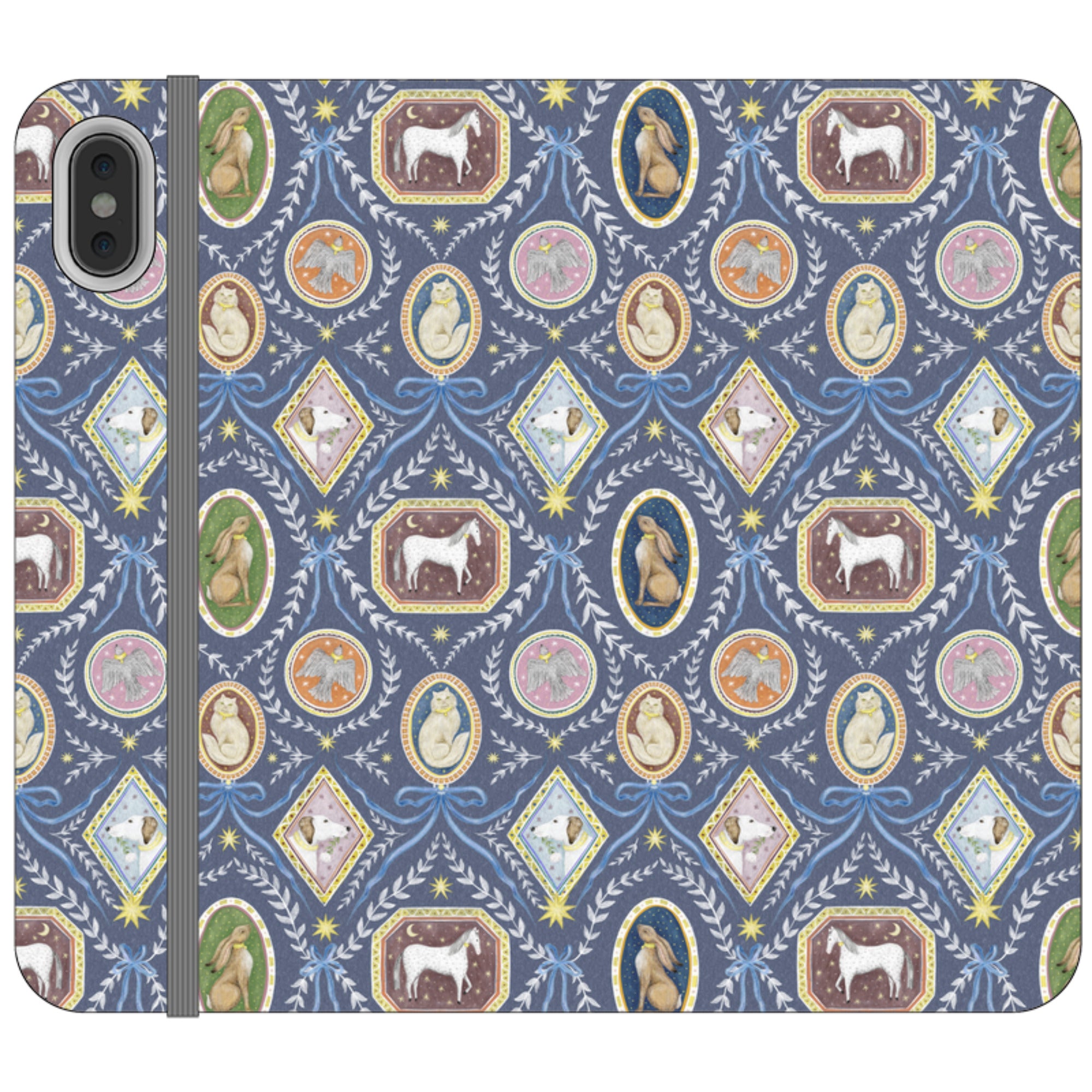Charleston Dusk Blue Wallet Case By Catherine Rowe