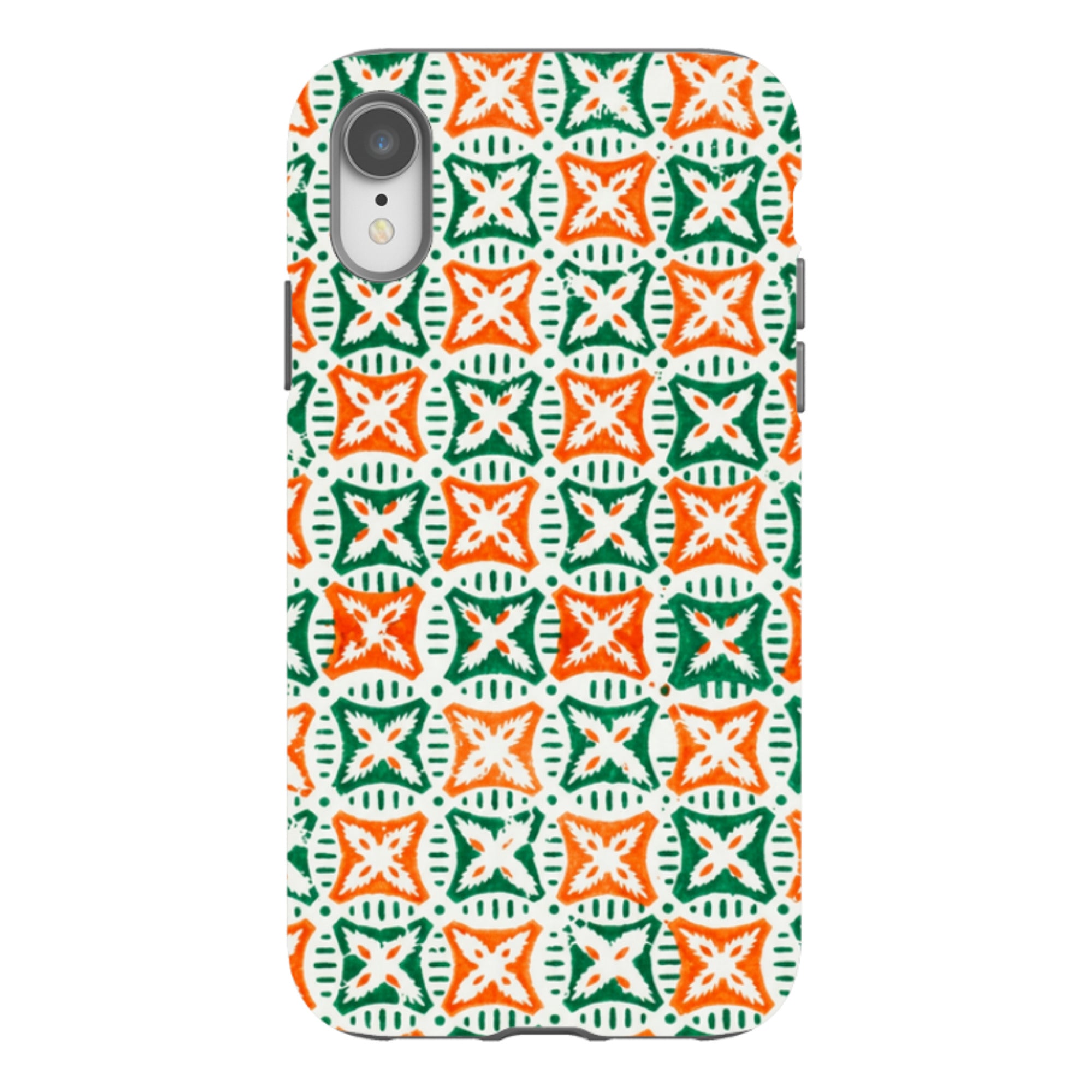 iPhone Tough Case - Orange & Green Tile