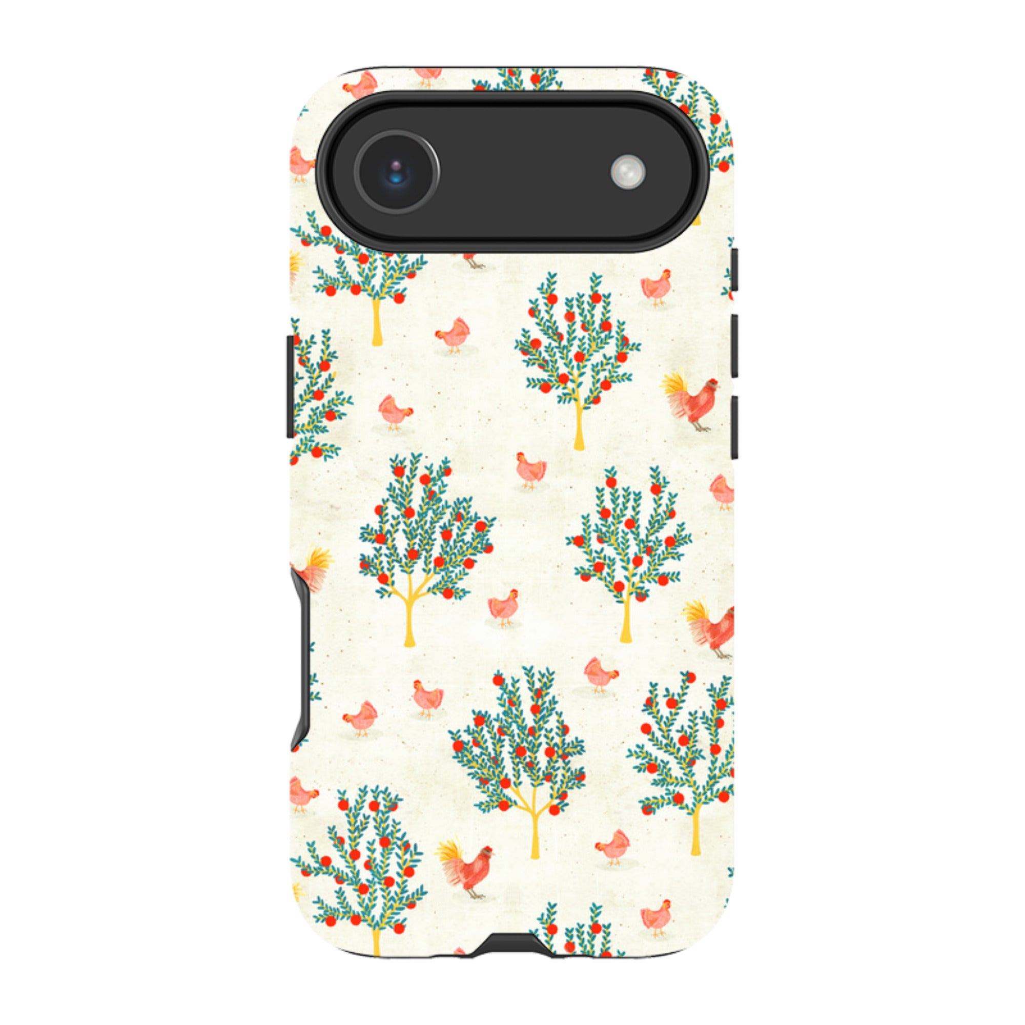 iPhone MagSafe Tough Case - Apple Trees and Chickens Cream By Katherine Quinn