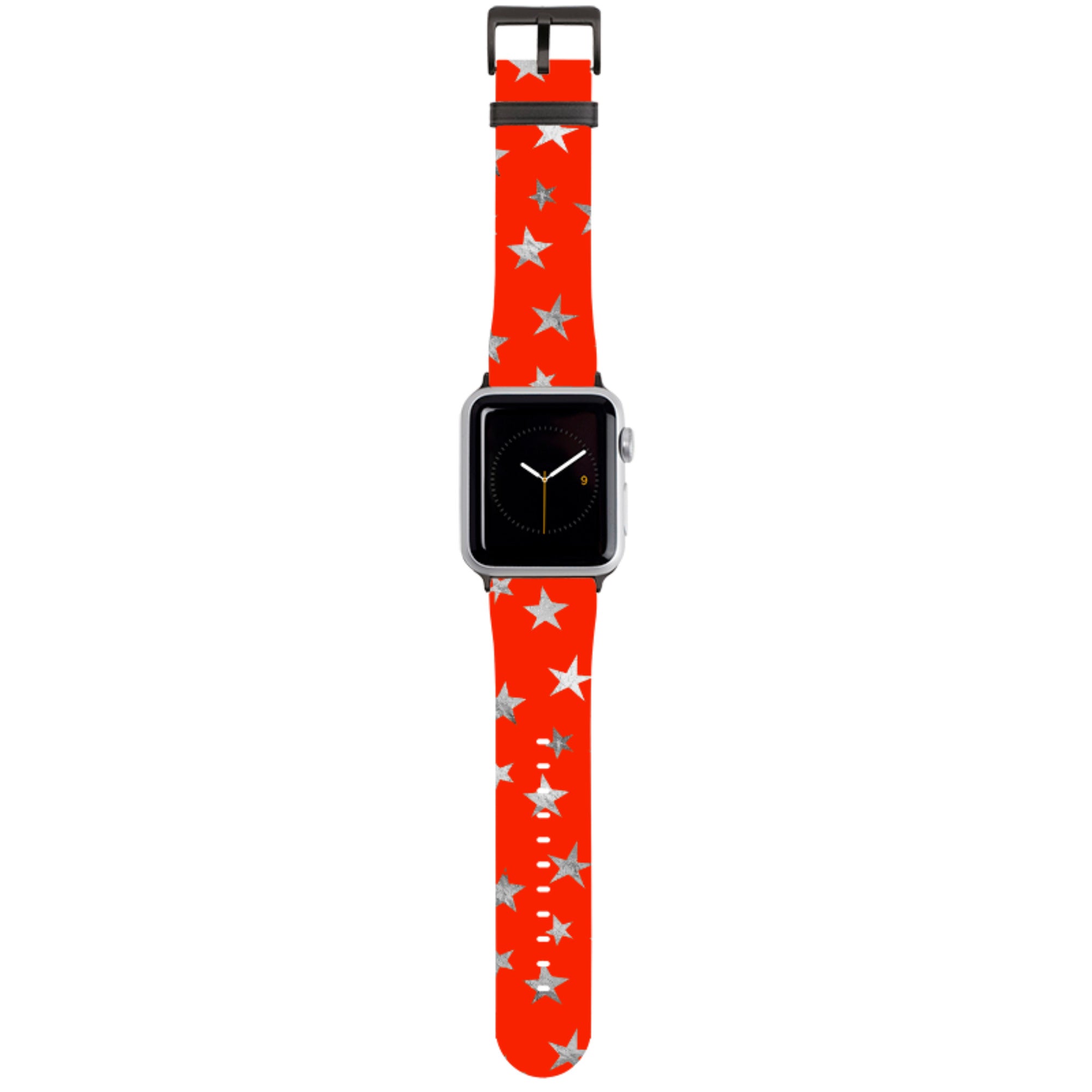 Red and Silver Stars Apple Watch Strap