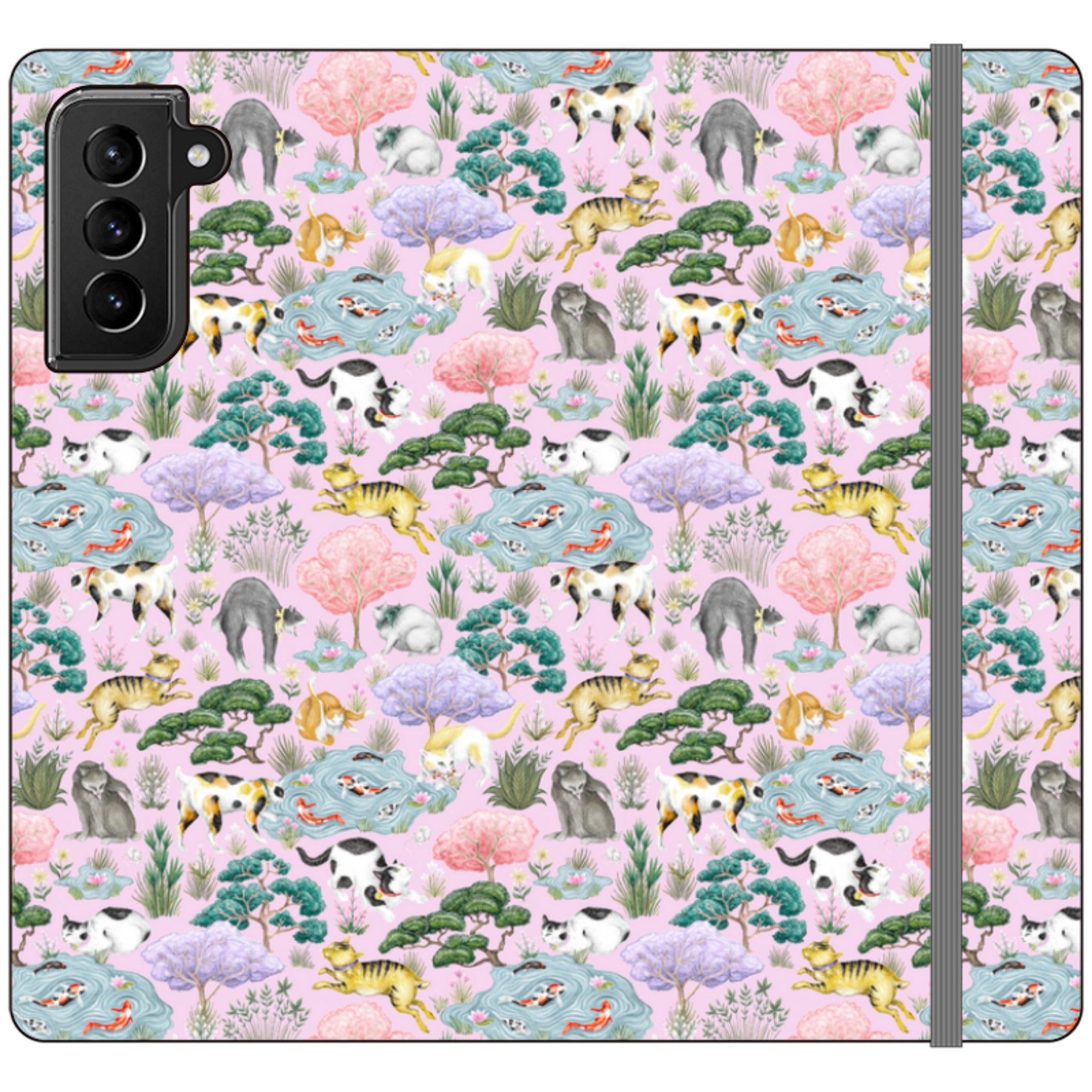 Cat Garden Wallet Case By Catherine Rowe
