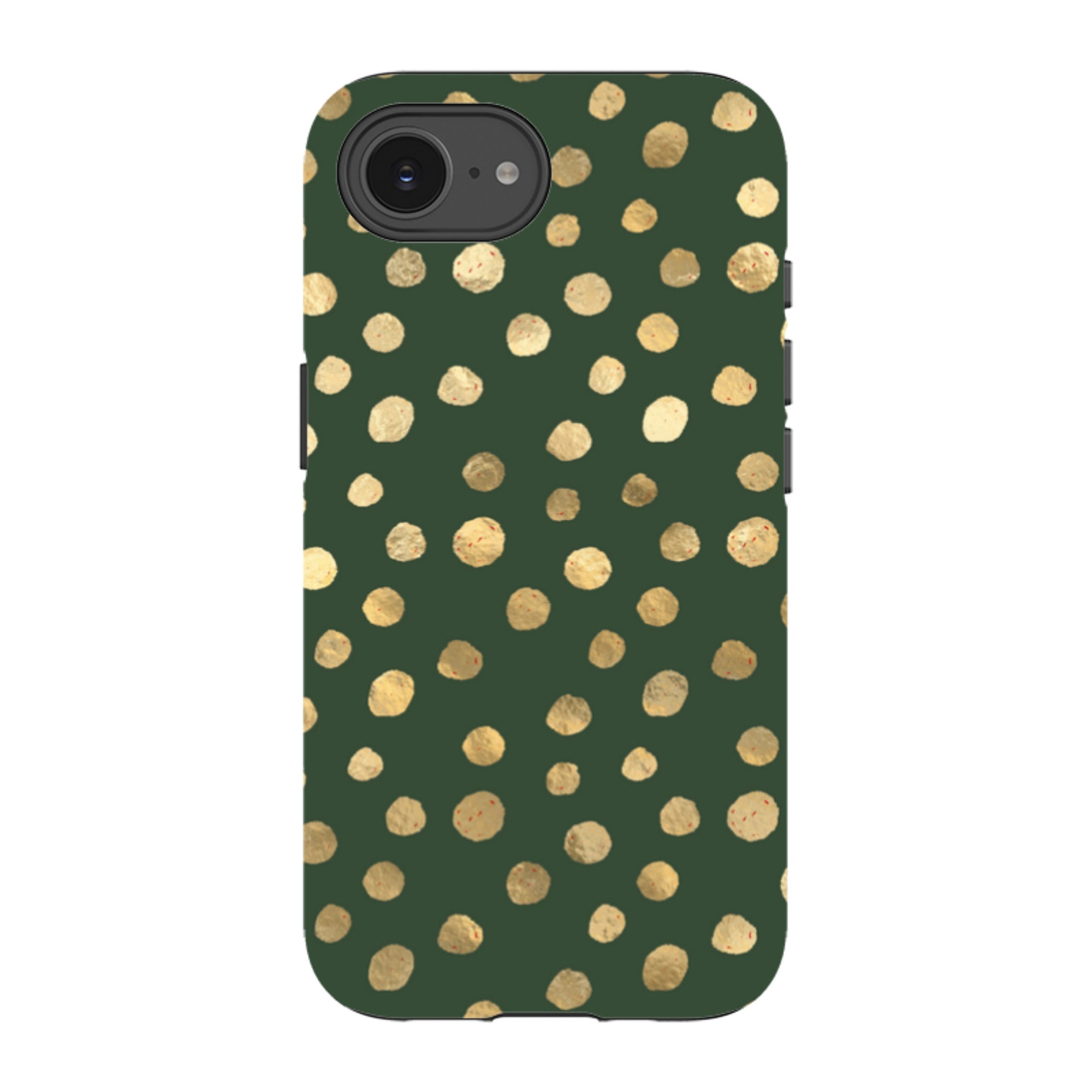 iPhone Tough Case - Green and Gold Dots