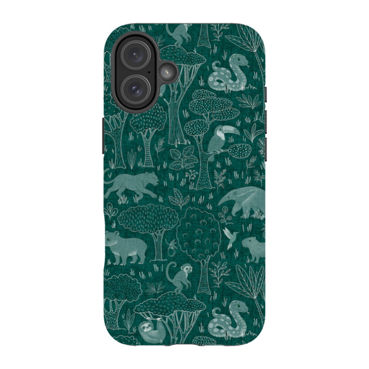 iPhone Tough Case - Tropical Jungle Animals teal By Katherine Quinn