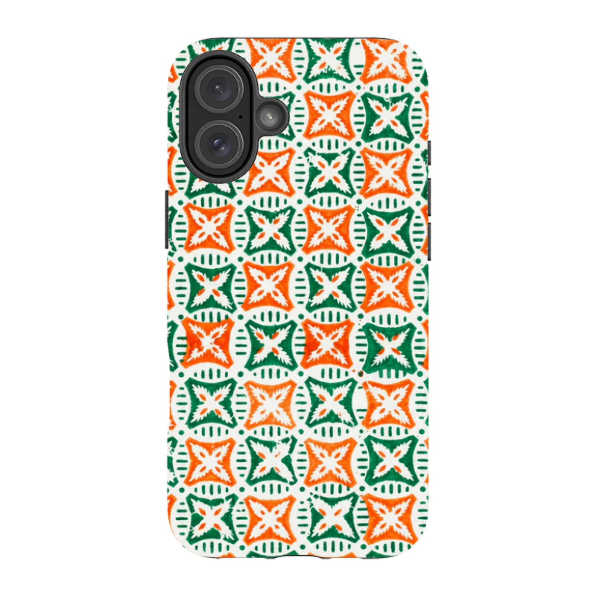iPhone Tough Case - Orange & Green Tile
