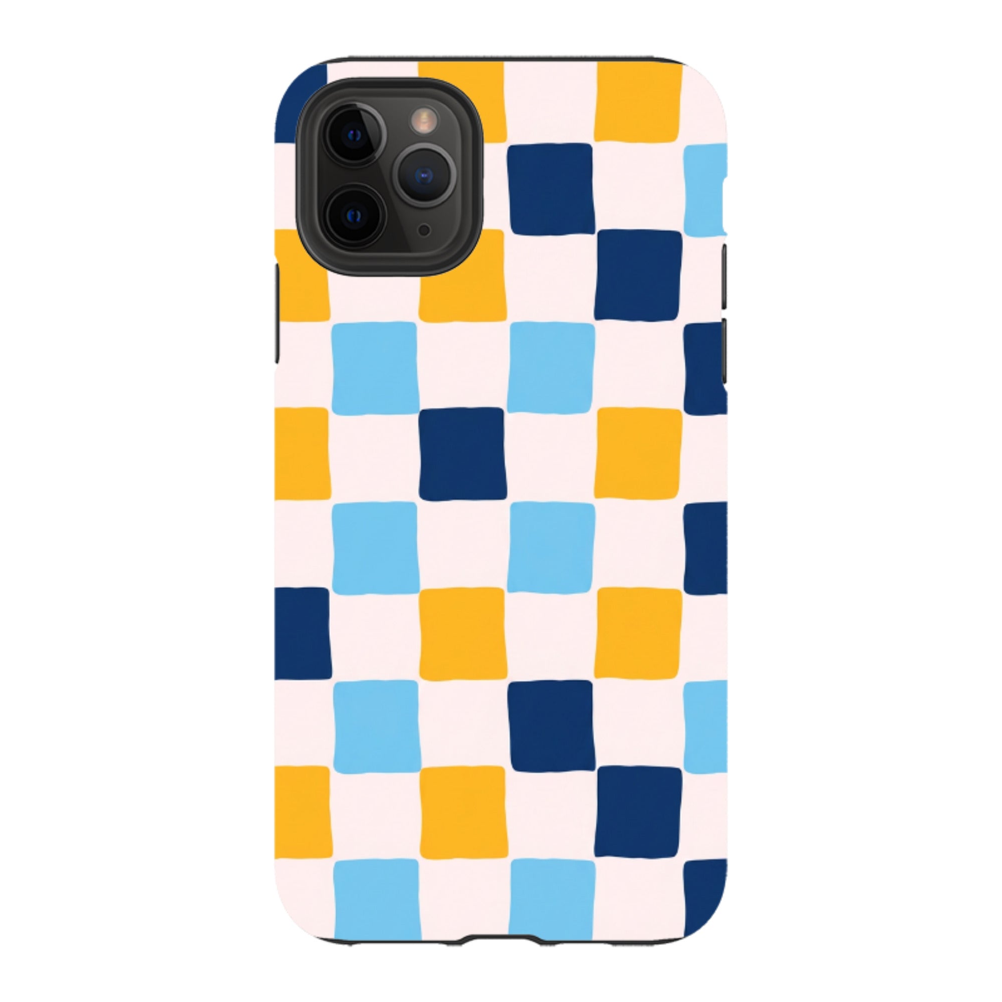 iPhone Tough Case - Blue & Yellow Checkerboard