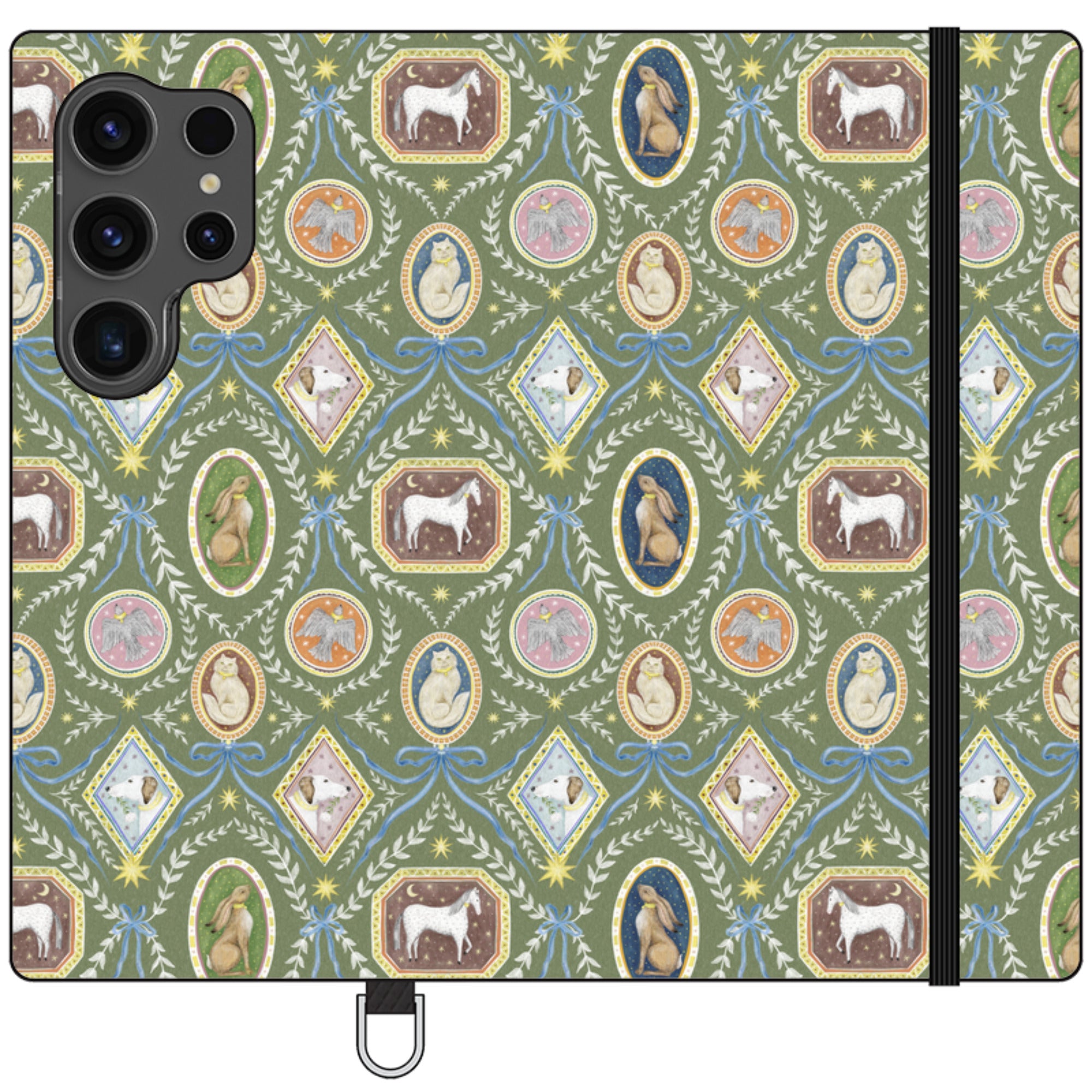 Charleston Moss Green Wallet Case By Catherine Rowe