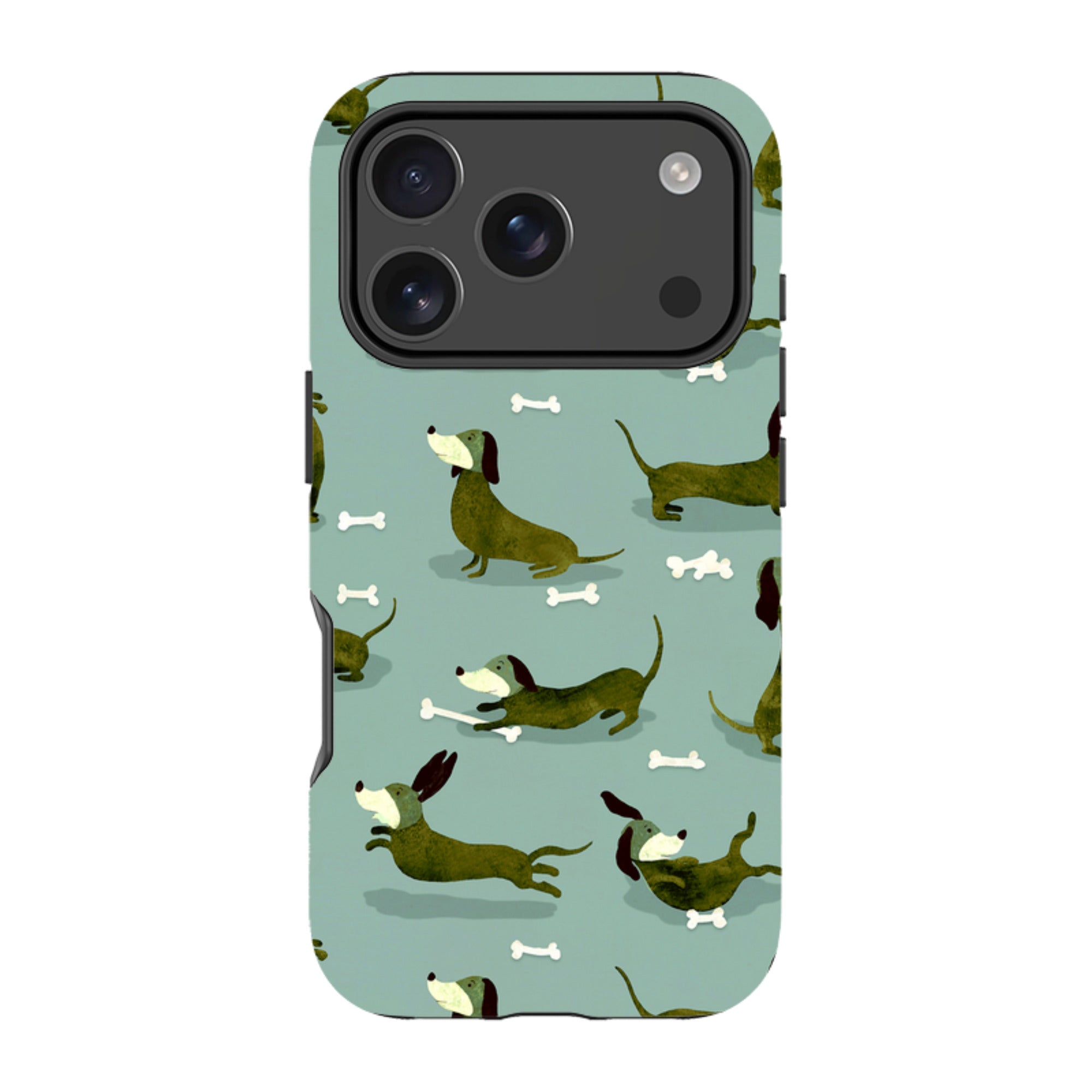 iPhone Tough Case - Dash Dogs Green By Katherine Quinn