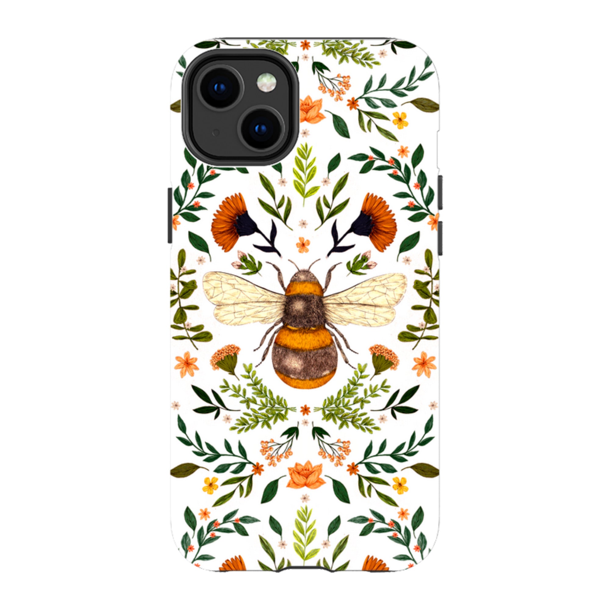 iPhone MagSafe Tough Case -  Botanical Bee White By Jade Mosinski