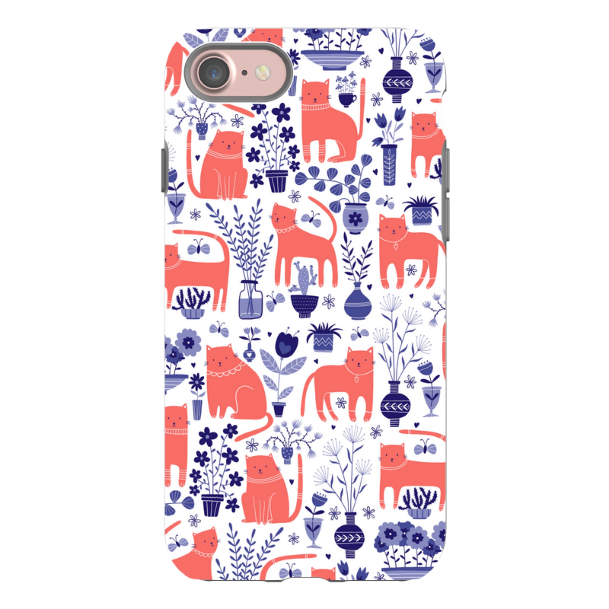 iPhone Tough Case - Coral Cats By Suzy Taylor