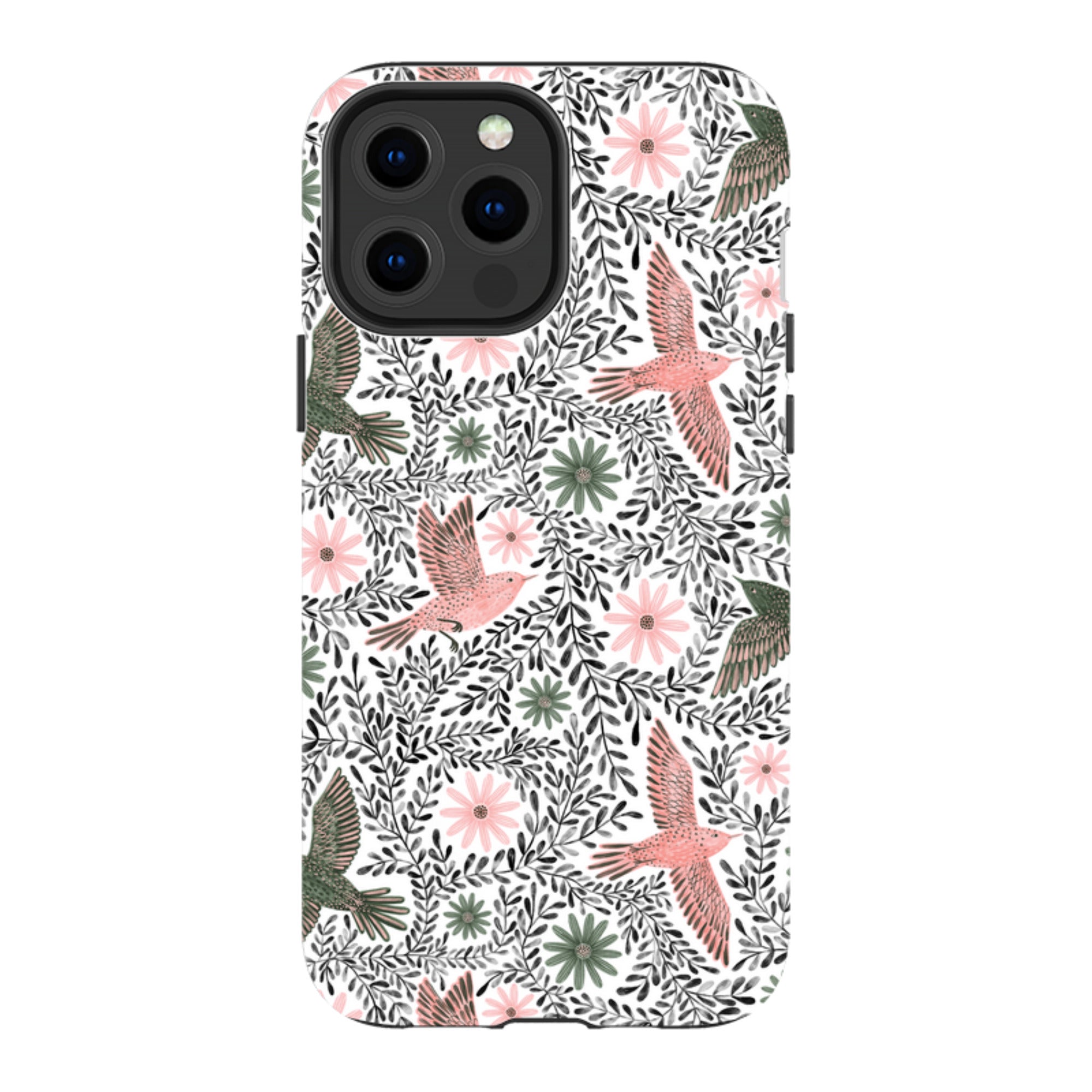 iPhone Tough Case - Bird Pattern Black By Lee Foster Wilson
