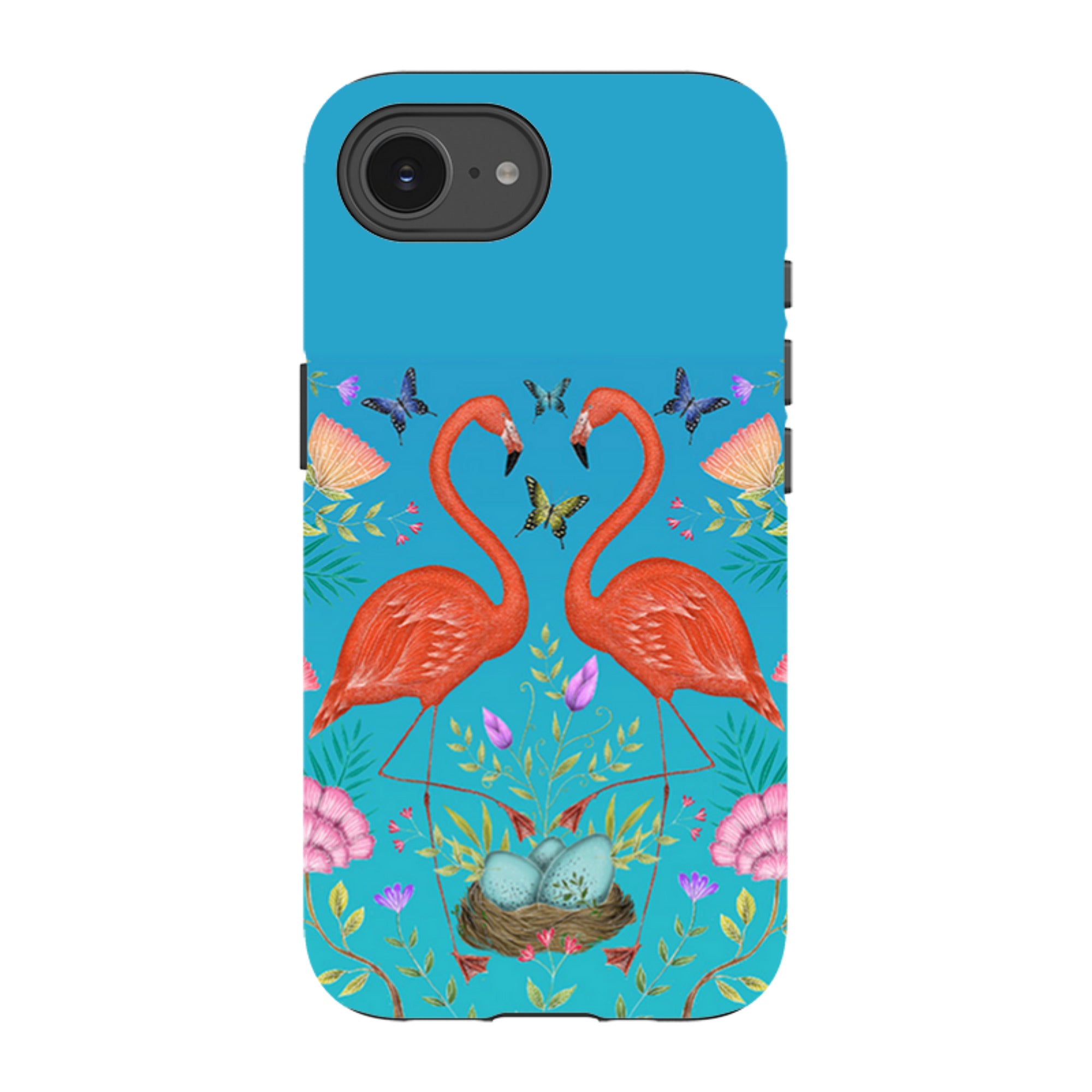iPhone Tough Case - Flamingos And Flowers By Catherine Rowe