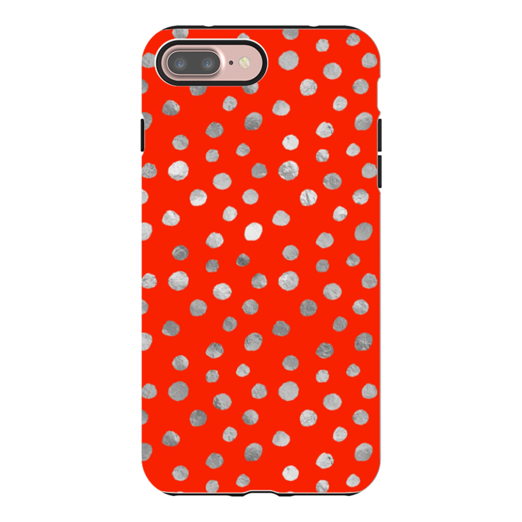 iPhone Tough Case - Red and Silver Dots