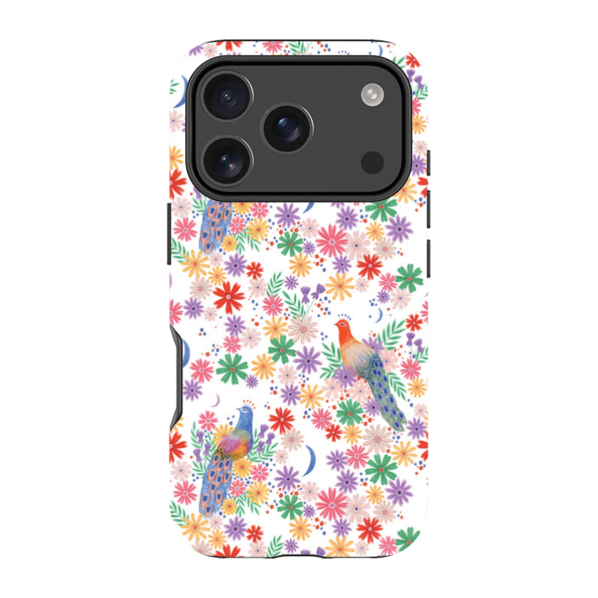 iPhone Tough Case - Peacock Pattern White By Lee Foster Wilson