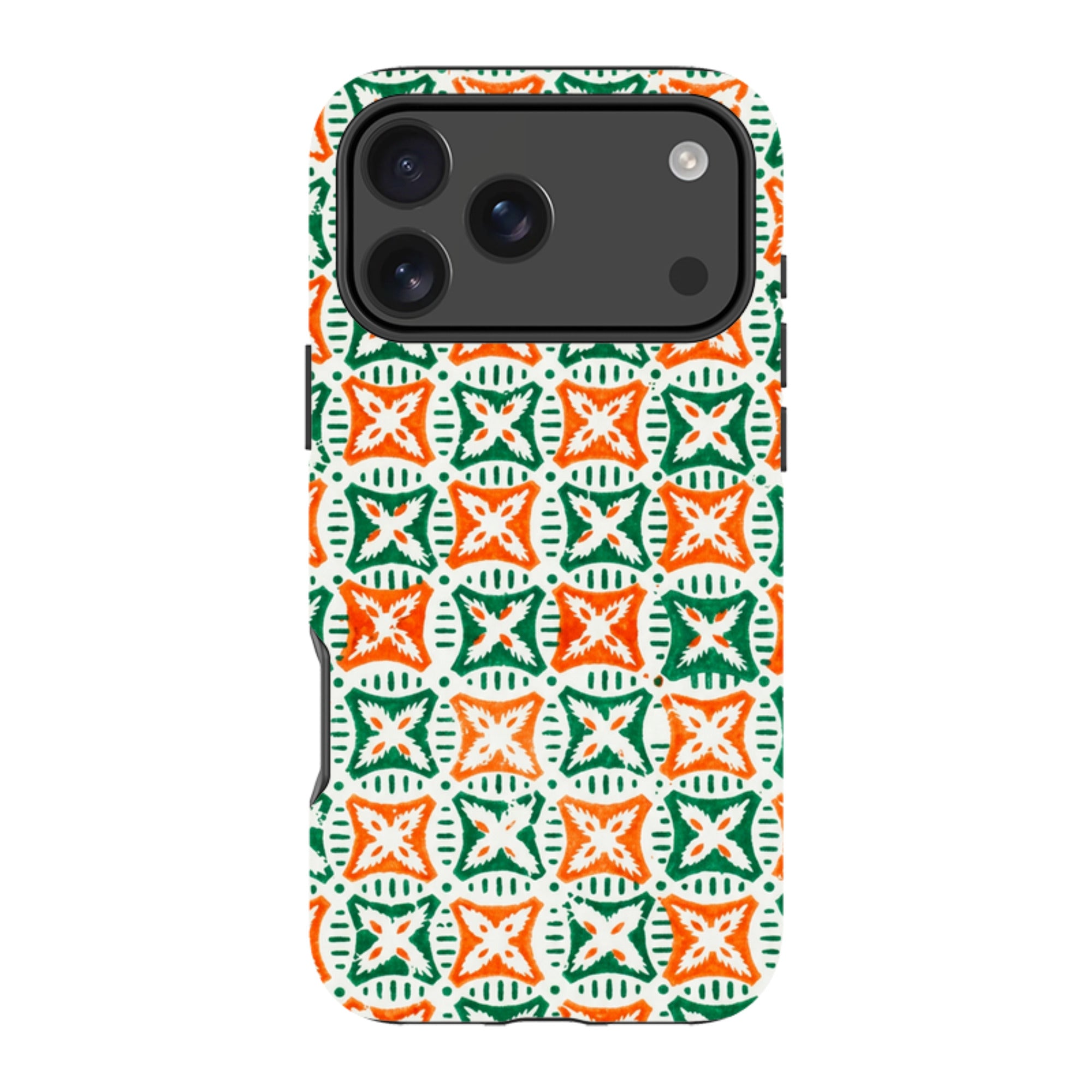 iPhone Tough Case - Orange & Green Tile