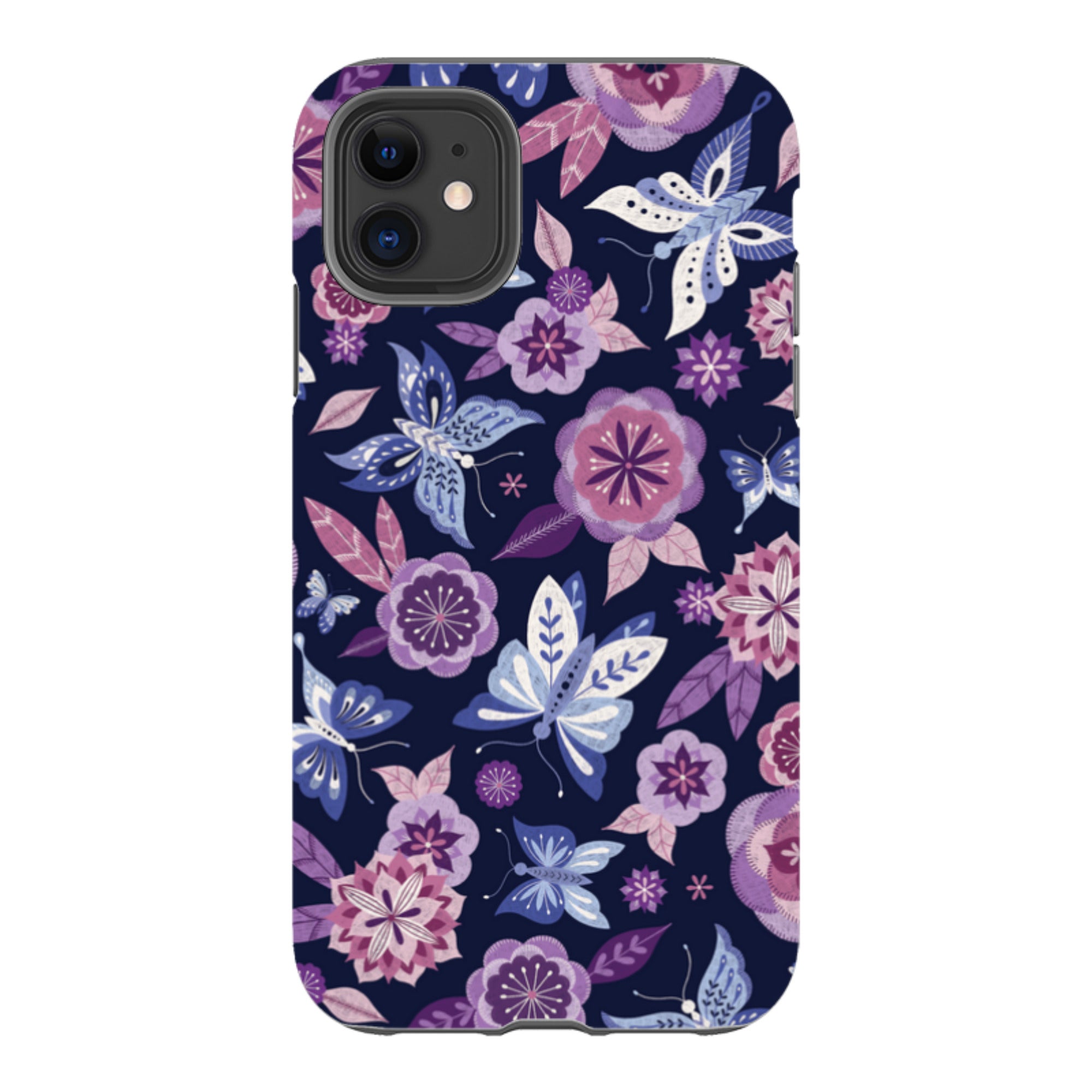iPhone Tough Case - Butterfly Blooms Navy By Jenny Zemanek
