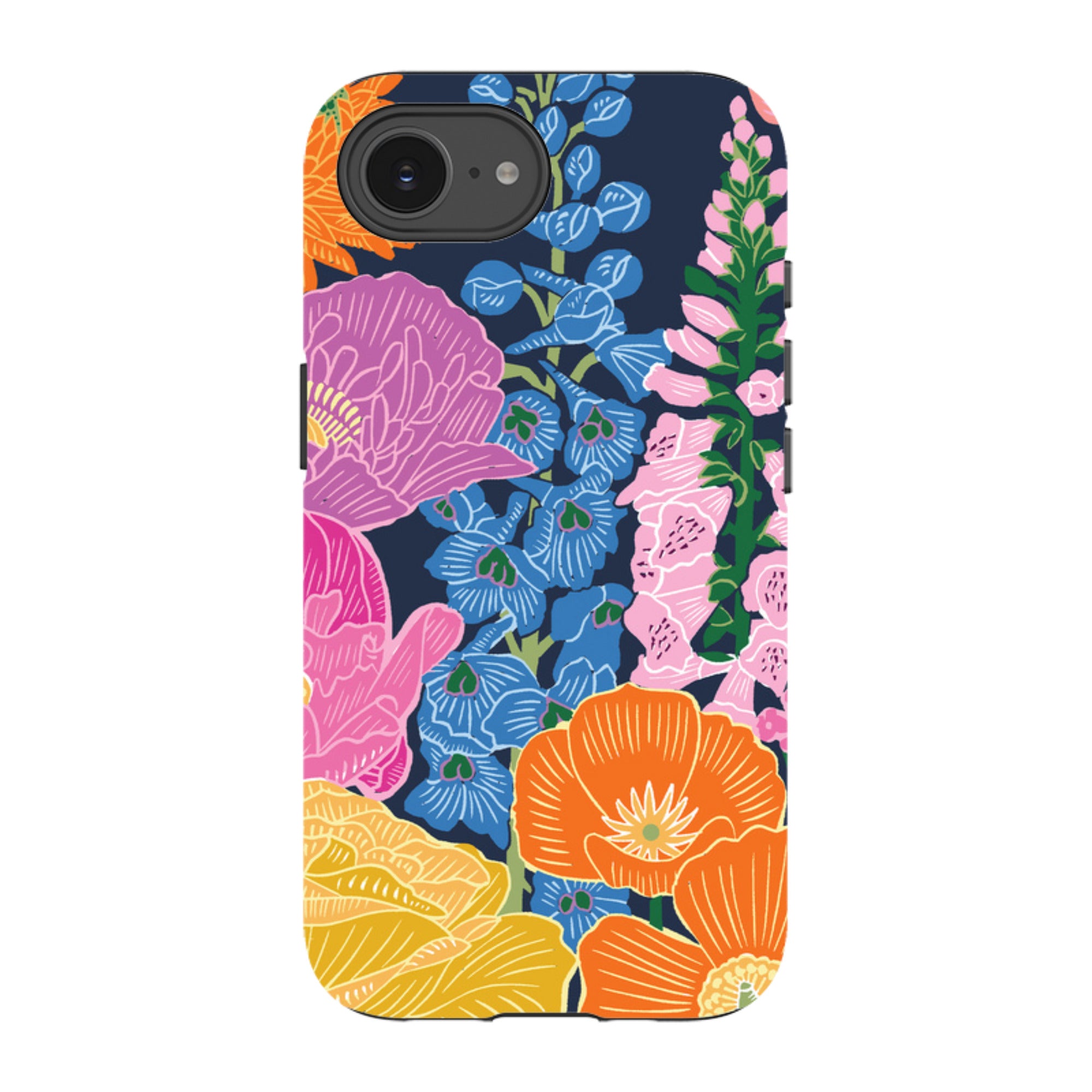 iPhone Tough Case - Flower Garden Navy By kate Heiss