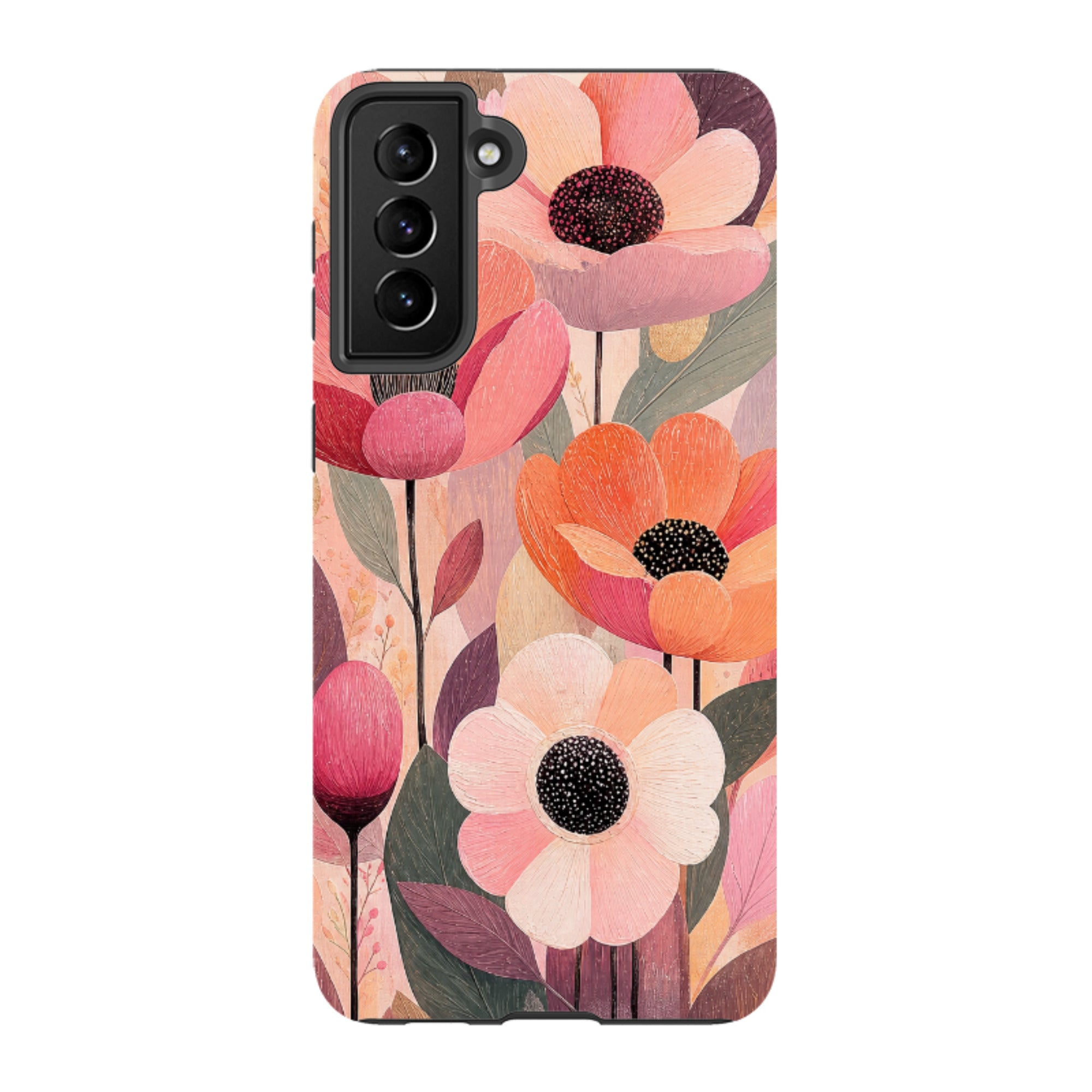 Samsung Tough Case - Peach Woodgrain Floral