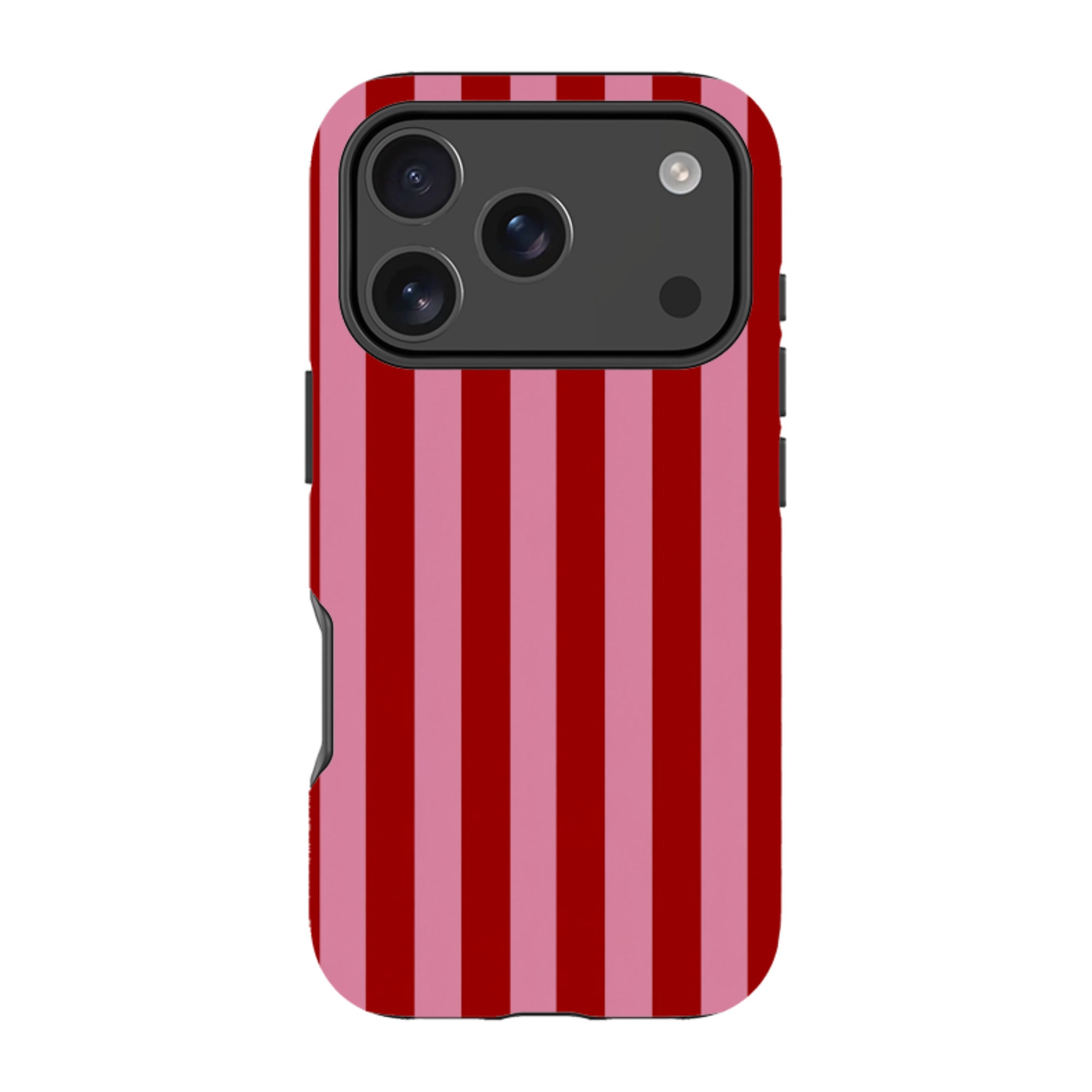 iPhone Tough Case - Burgundy & Pink Stripe