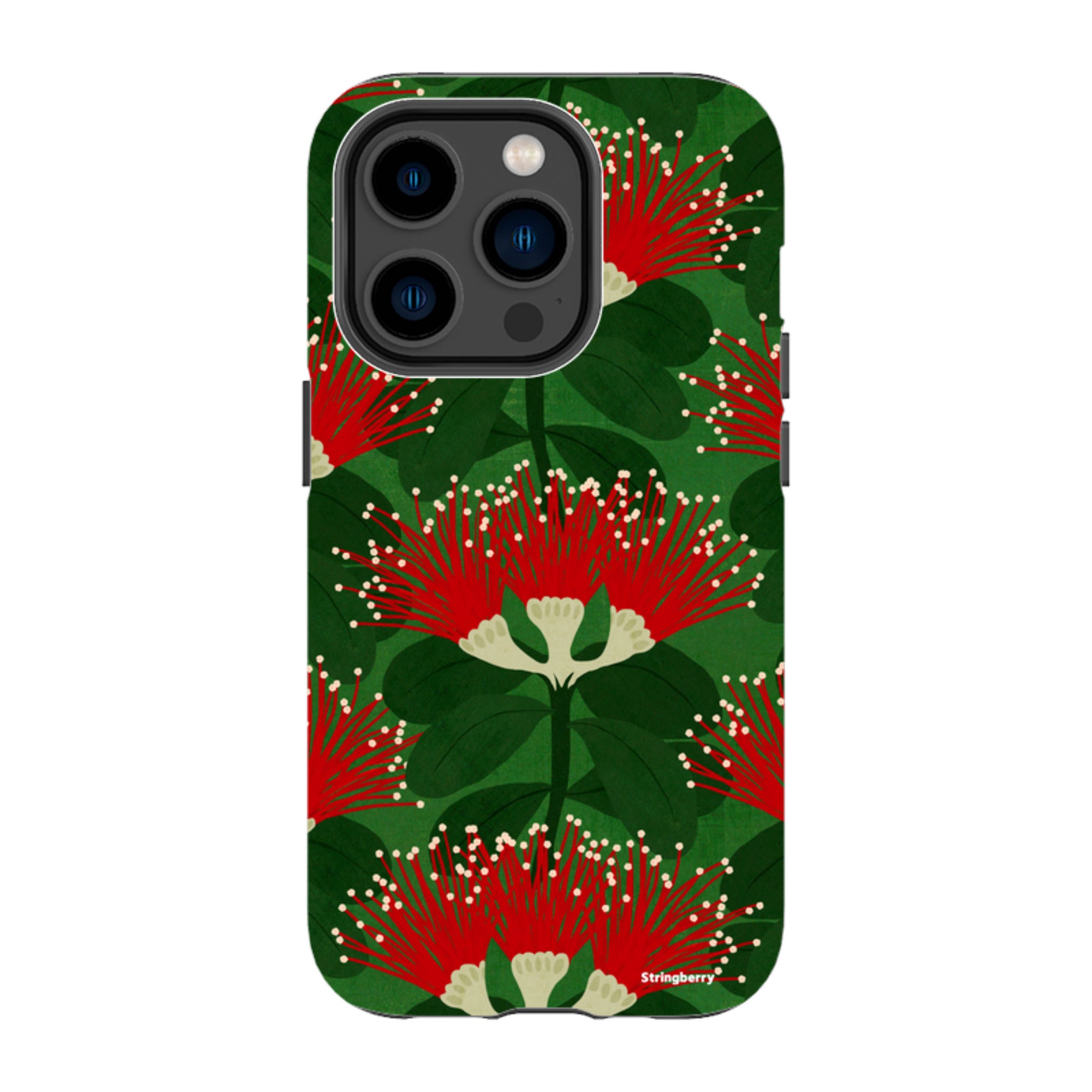 iPhone MagSafe Tough Case - Pohutukawa Green and Red By Katherine Quinn