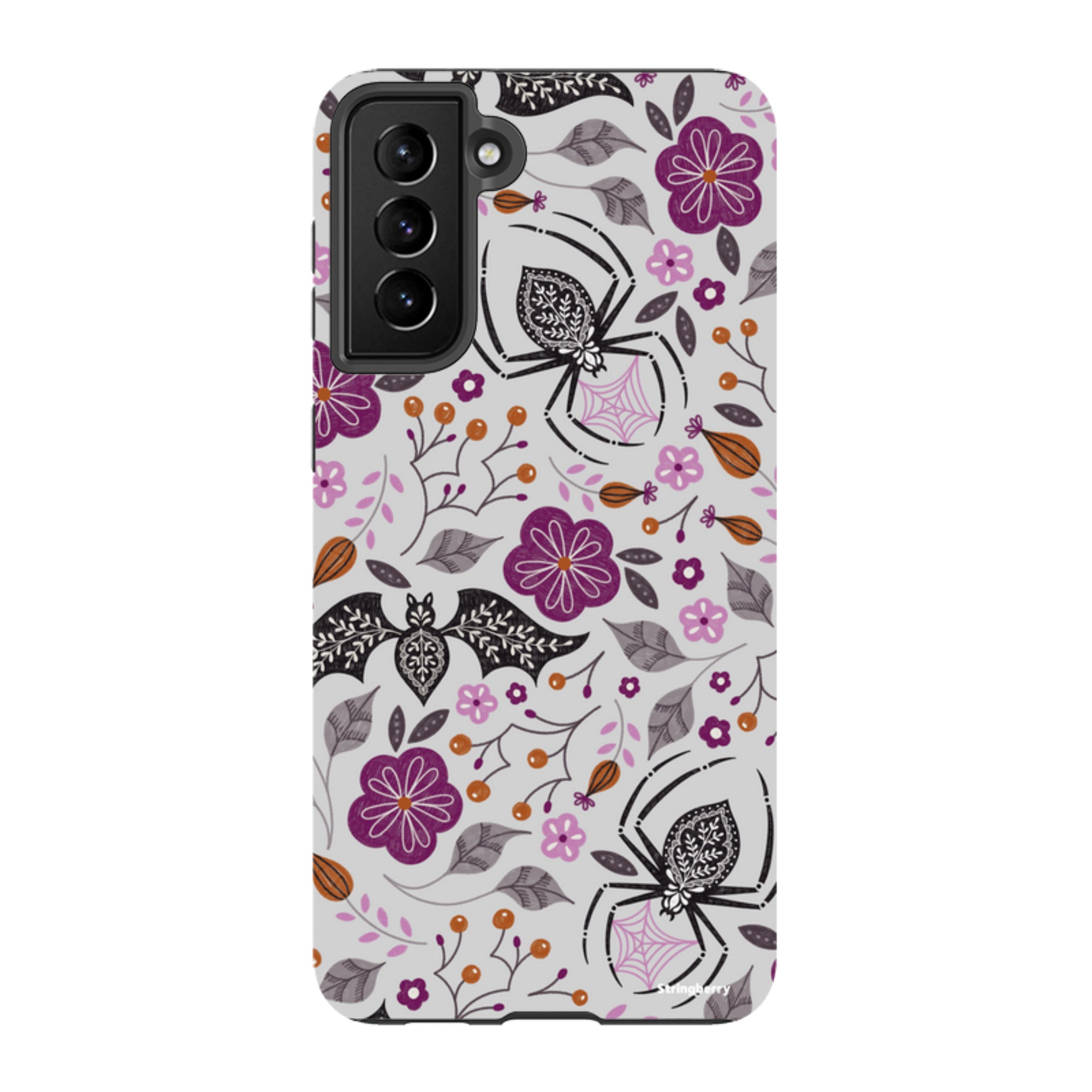 Samsung Tough Case - SpiderBat Pattern Grey By Jenny Zemanek